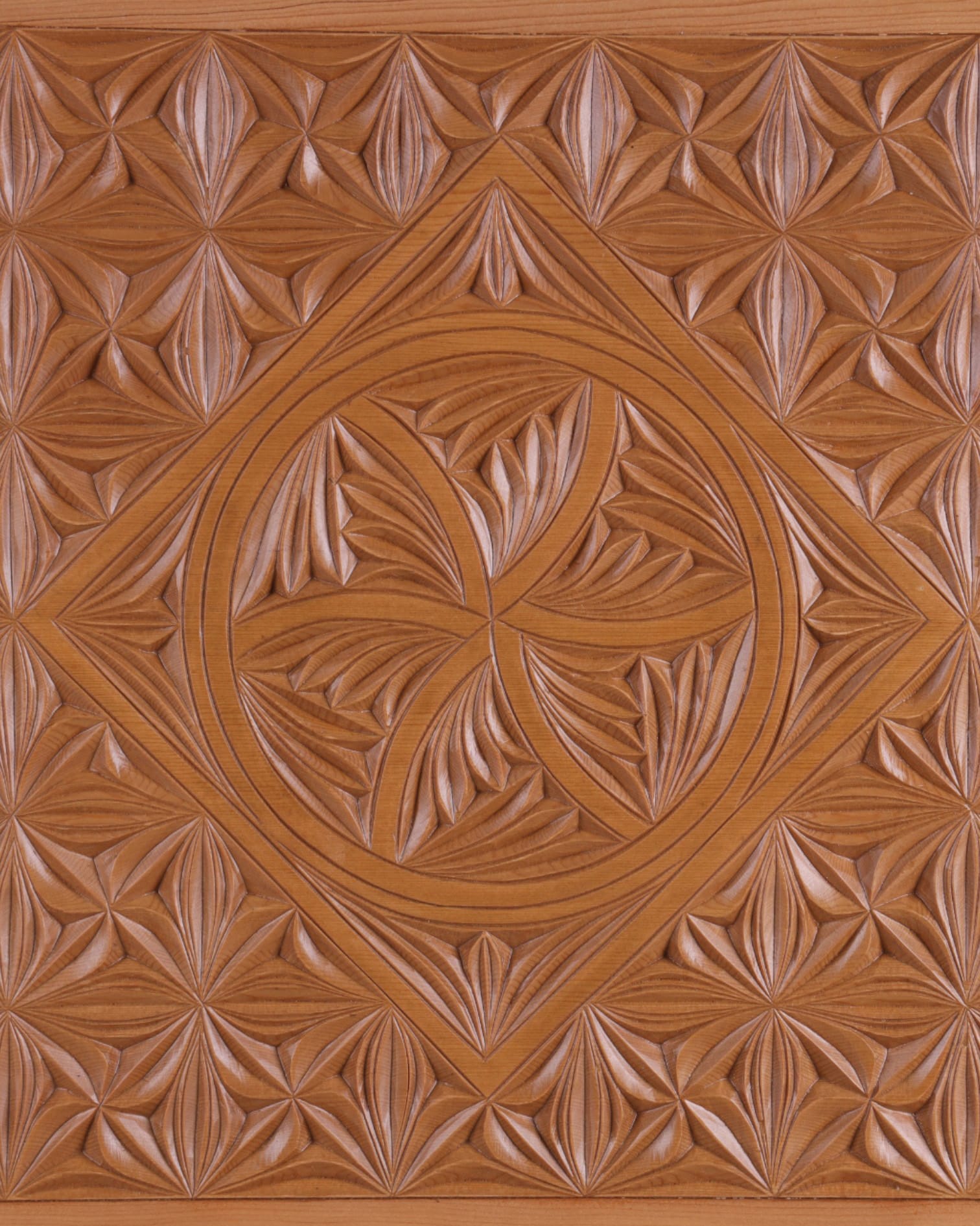 Nuristani Design Wooden Frame Artwork | Handcrafted Archa Wood Carving | 50 x 44.5 cm