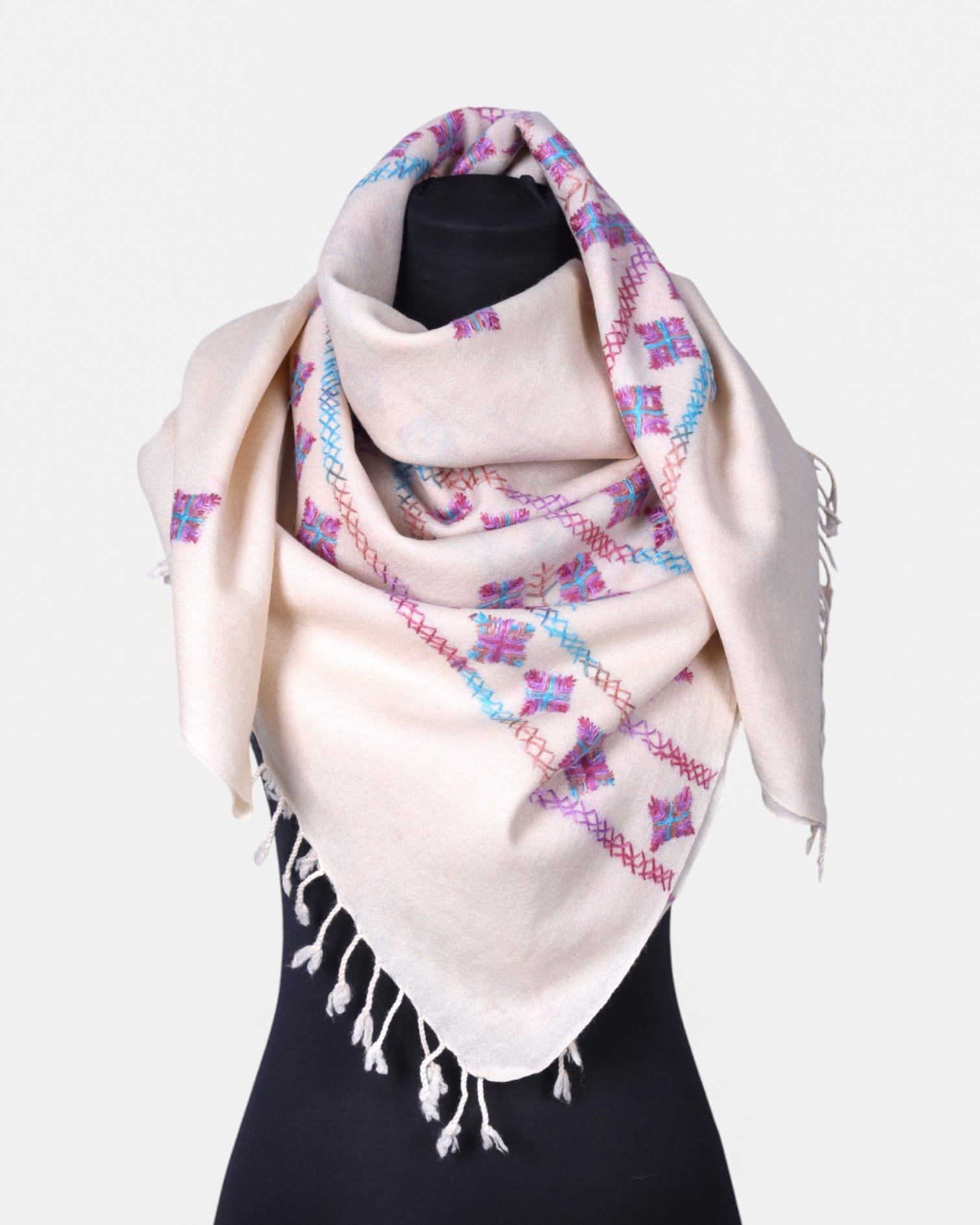 Wool Shawl | Handwoven Traditional Shalani with Colorful Embroidery