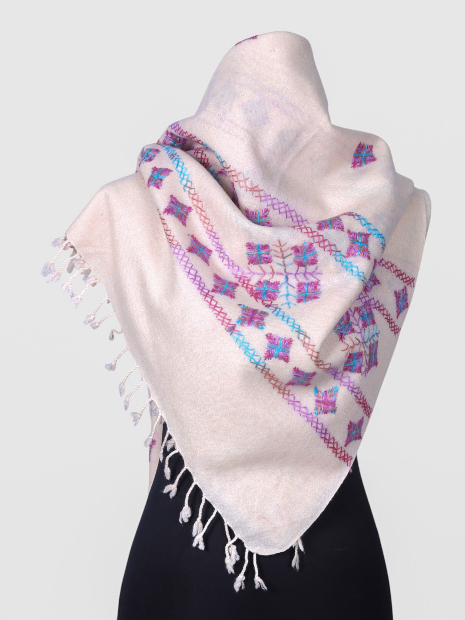 Wool Shawl | Handwoven Traditional Shalani with Colorful Embroidery