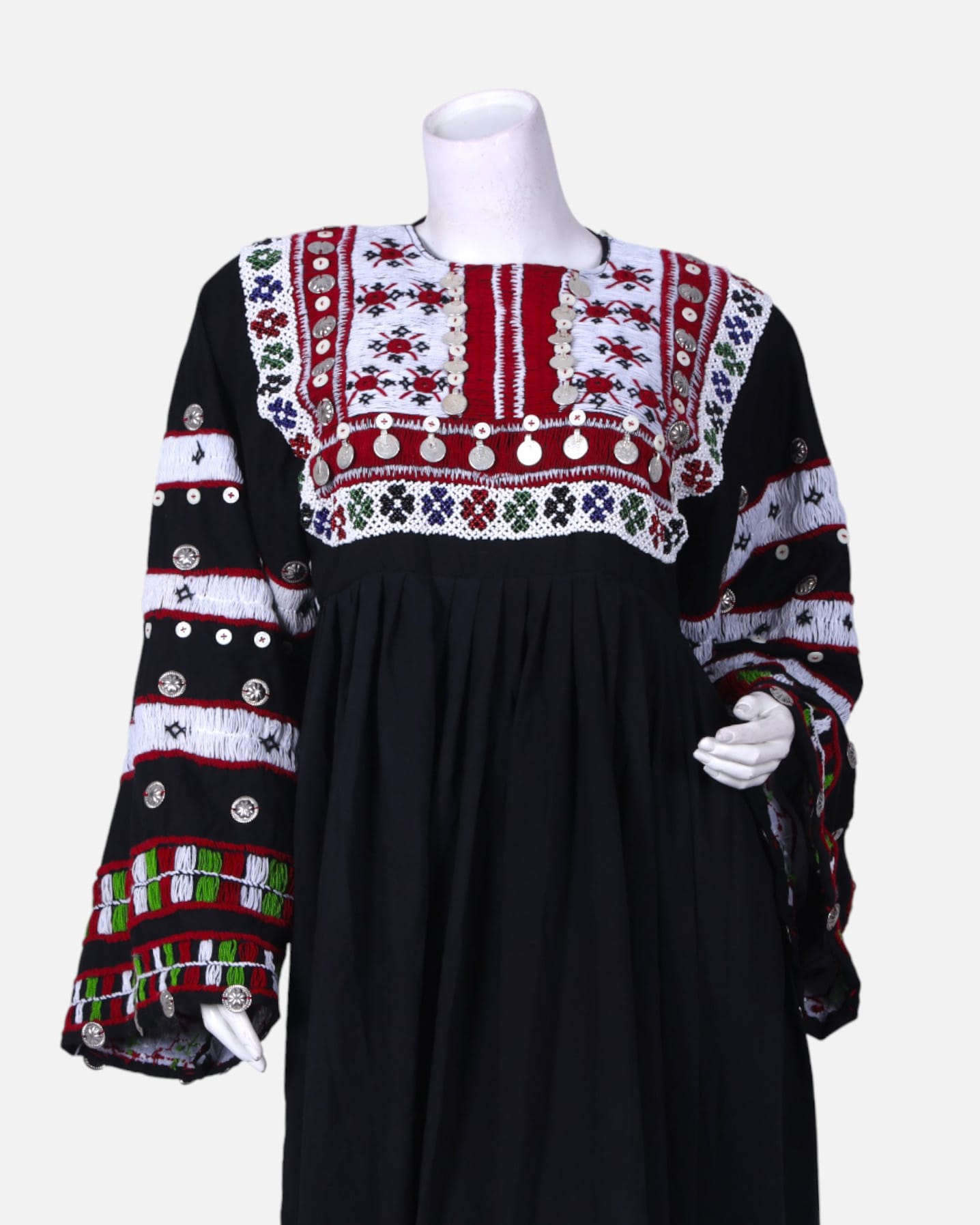 Pirana Traditional Afghan Dress | Handcrafted Black Cotton Dress with Embroidery