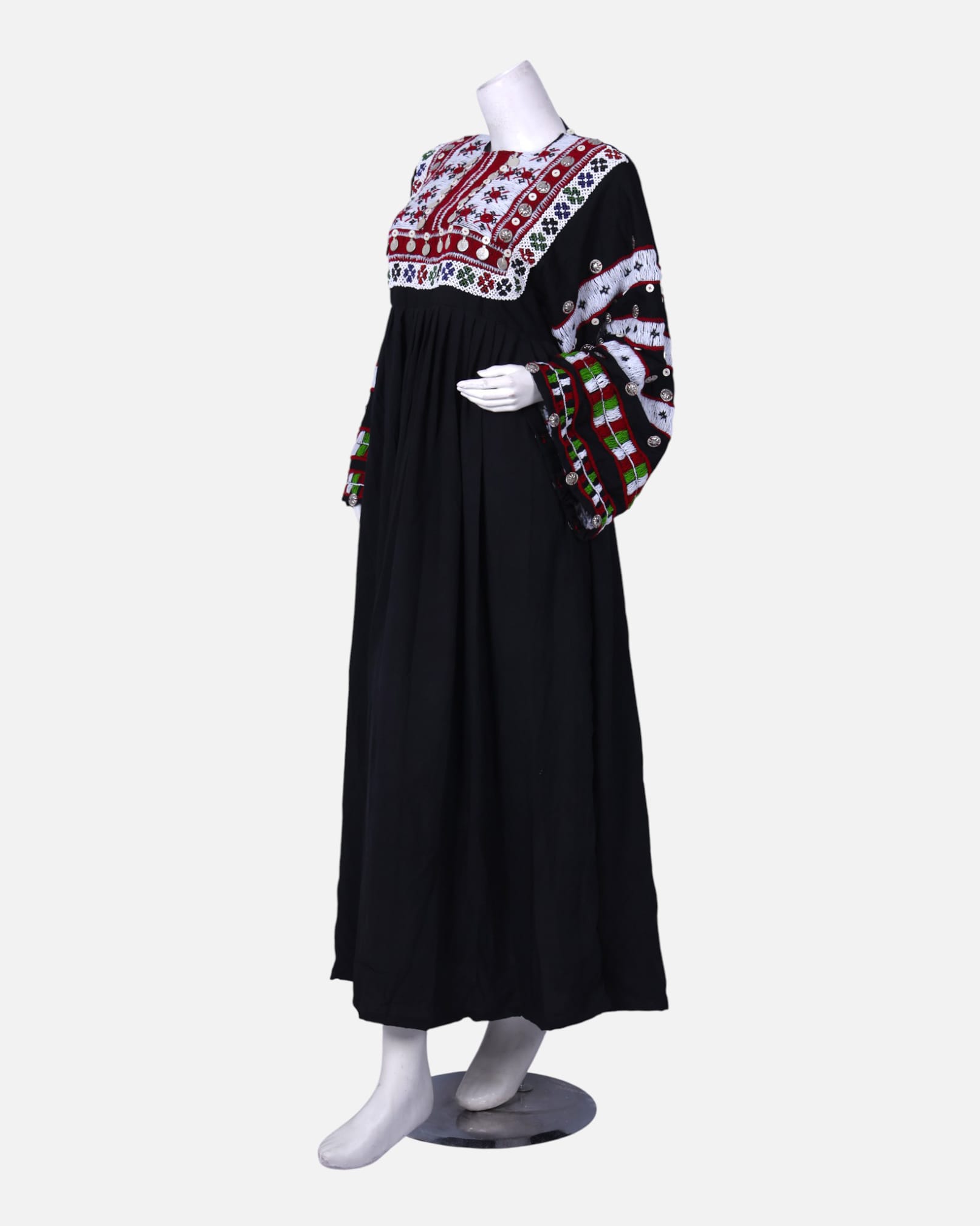 Pirana Traditional Afghan Dress | Handcrafted Black Cotton Dress with Embroidery