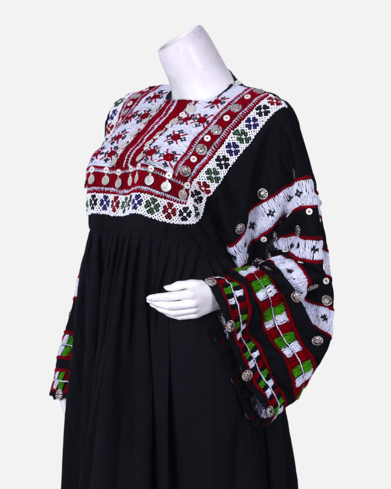 Pirana Traditional Afghan Dress | Handcrafted Black Cotton Dress with Embroidery