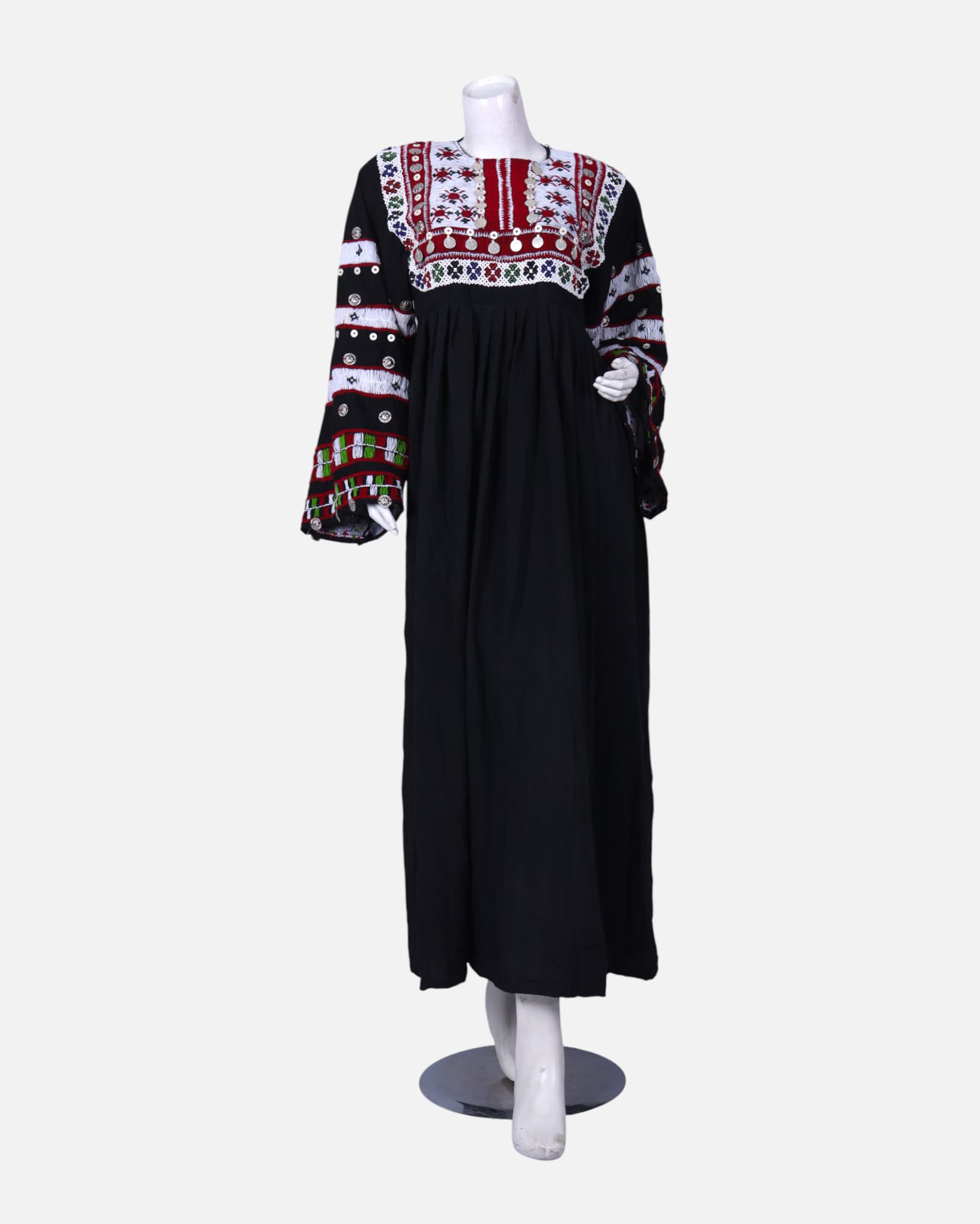 Pirana Traditional Afghan Dress | Handcrafted Black Cotton Dress with Embroidery