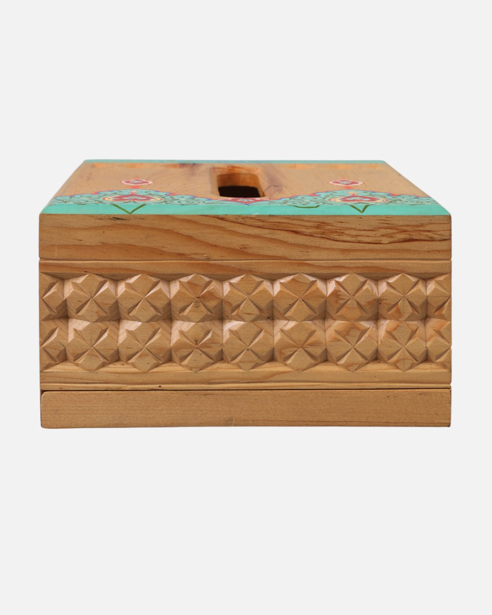 Handcrafted Cube Shaped Paper Holder | Afghan Wood Carving