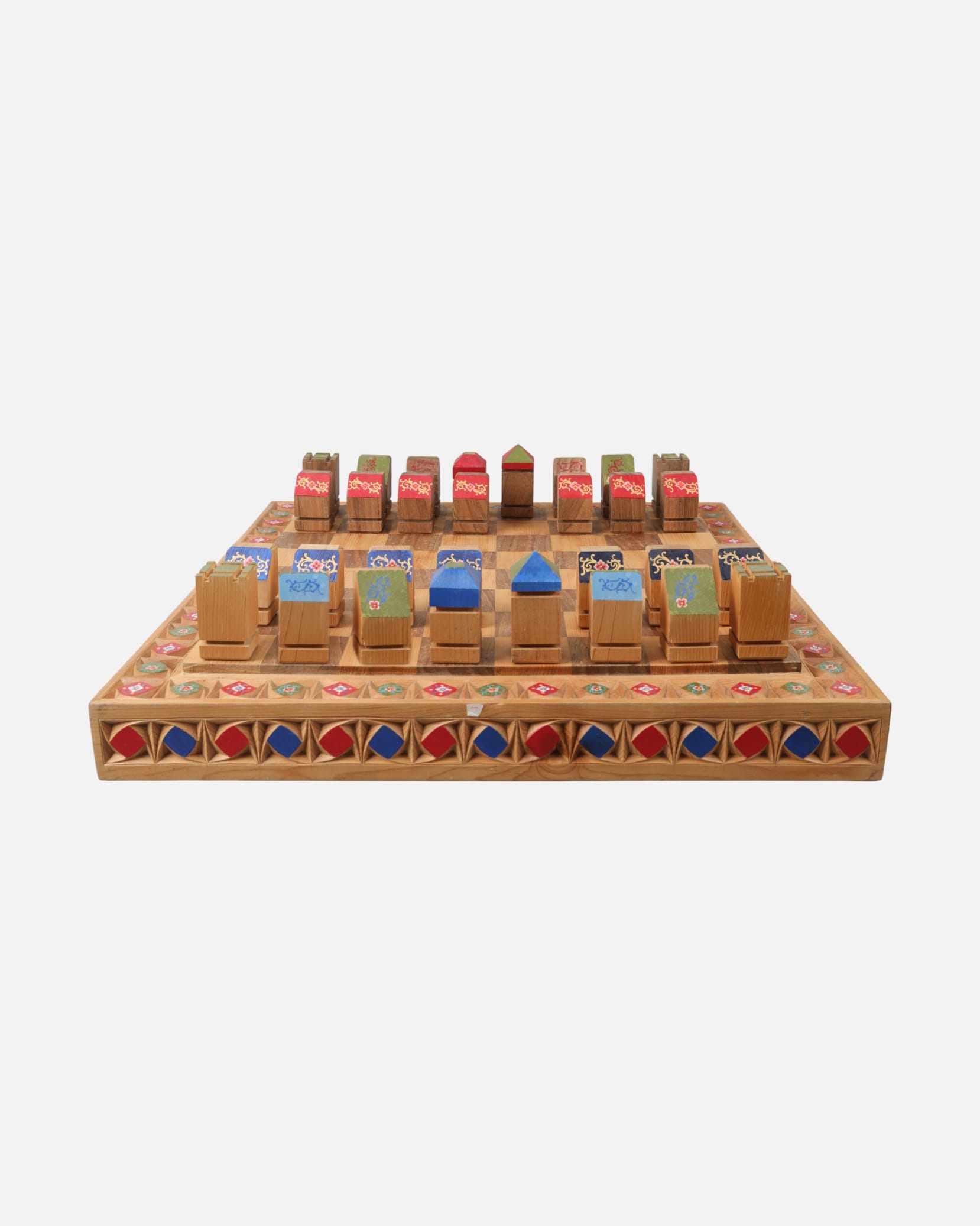 Handcrafted Wooden Chess Set | Afghan Carved and Painted Art