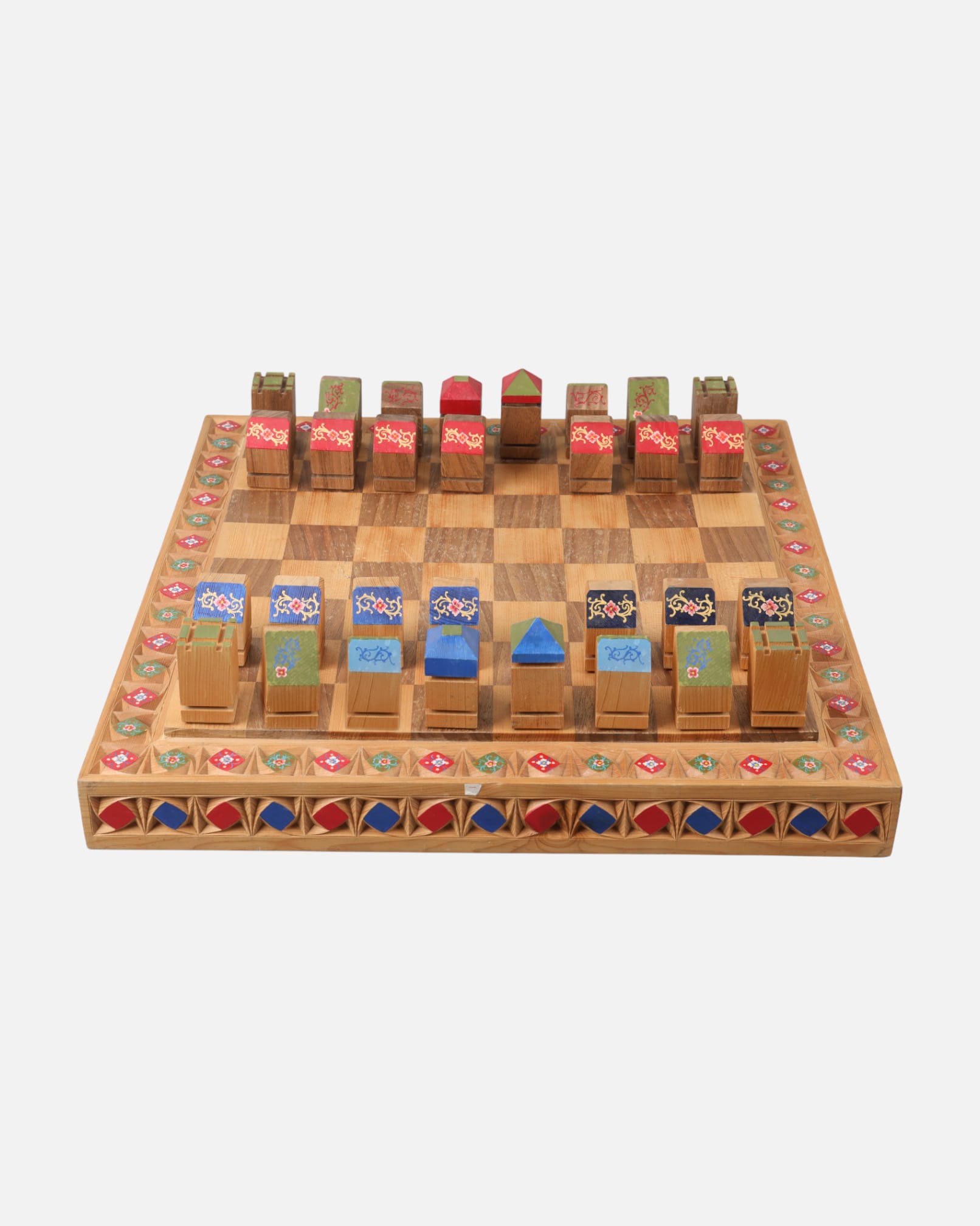 Handcrafted Wooden Chess Set | Afghan Carved and Painted Art