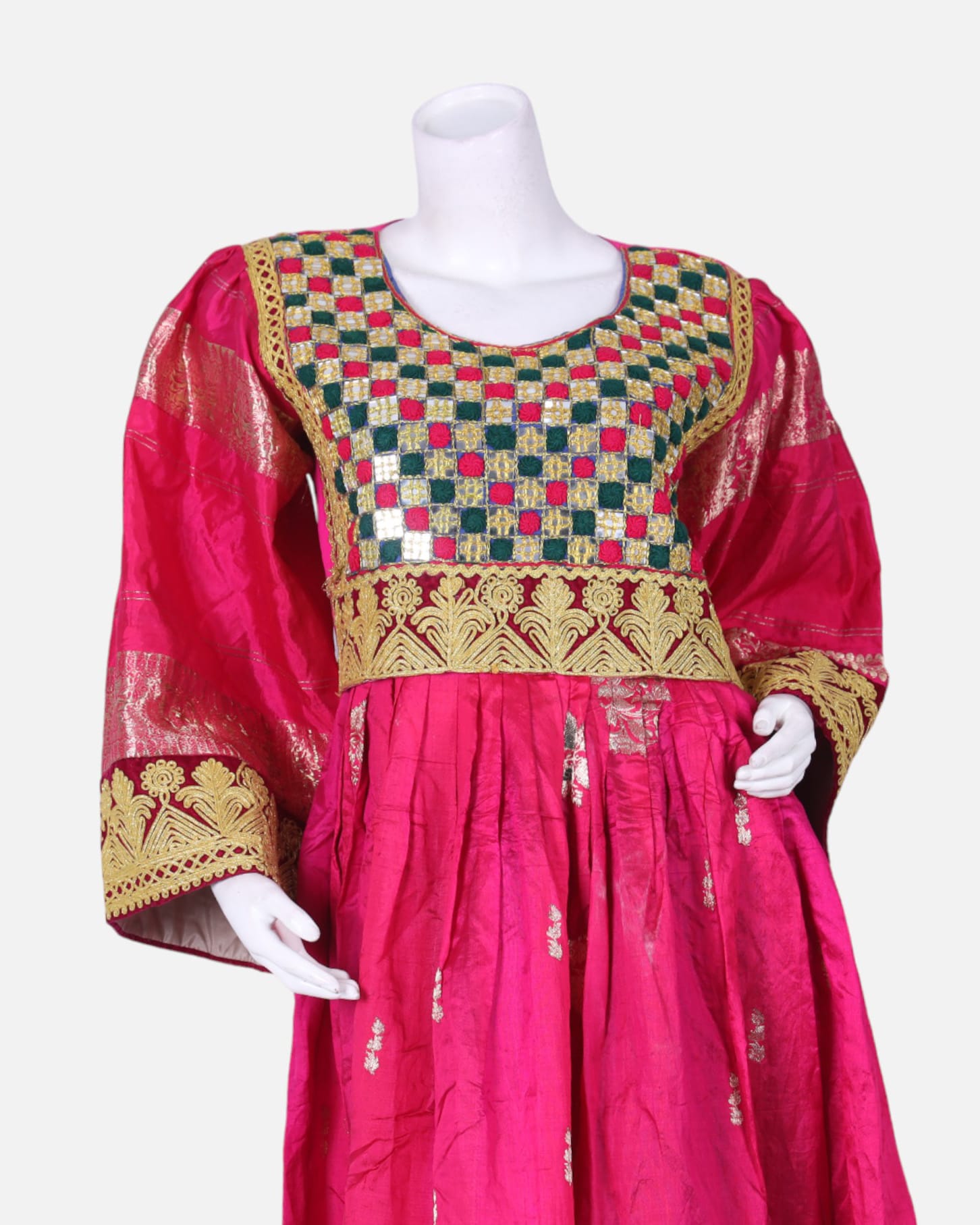 Traditional Afghan Gand Dress | Handmade Embroidered Set with Mirror Work