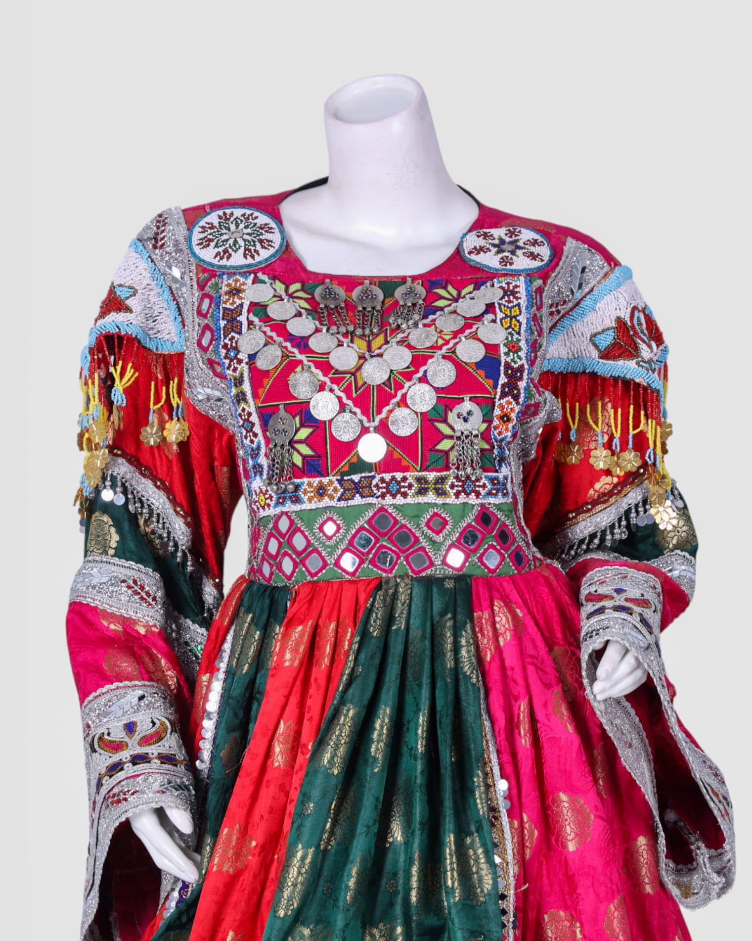 Traditional Afghan Gand Dress | Handmade Embroidered Outfit