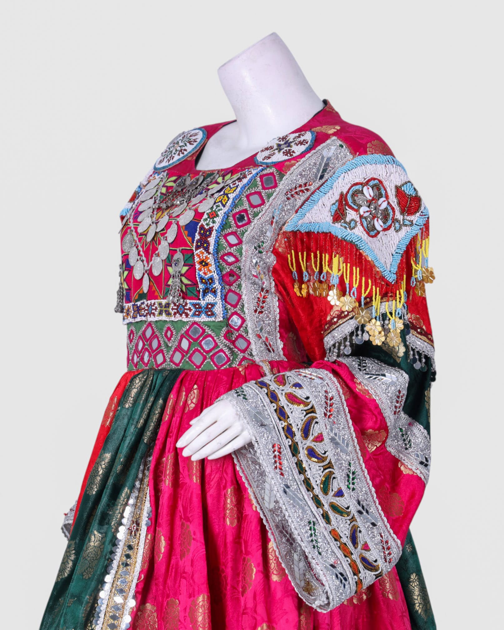 Traditional Afghan Gand Dress | Handmade Embroidered Outfit