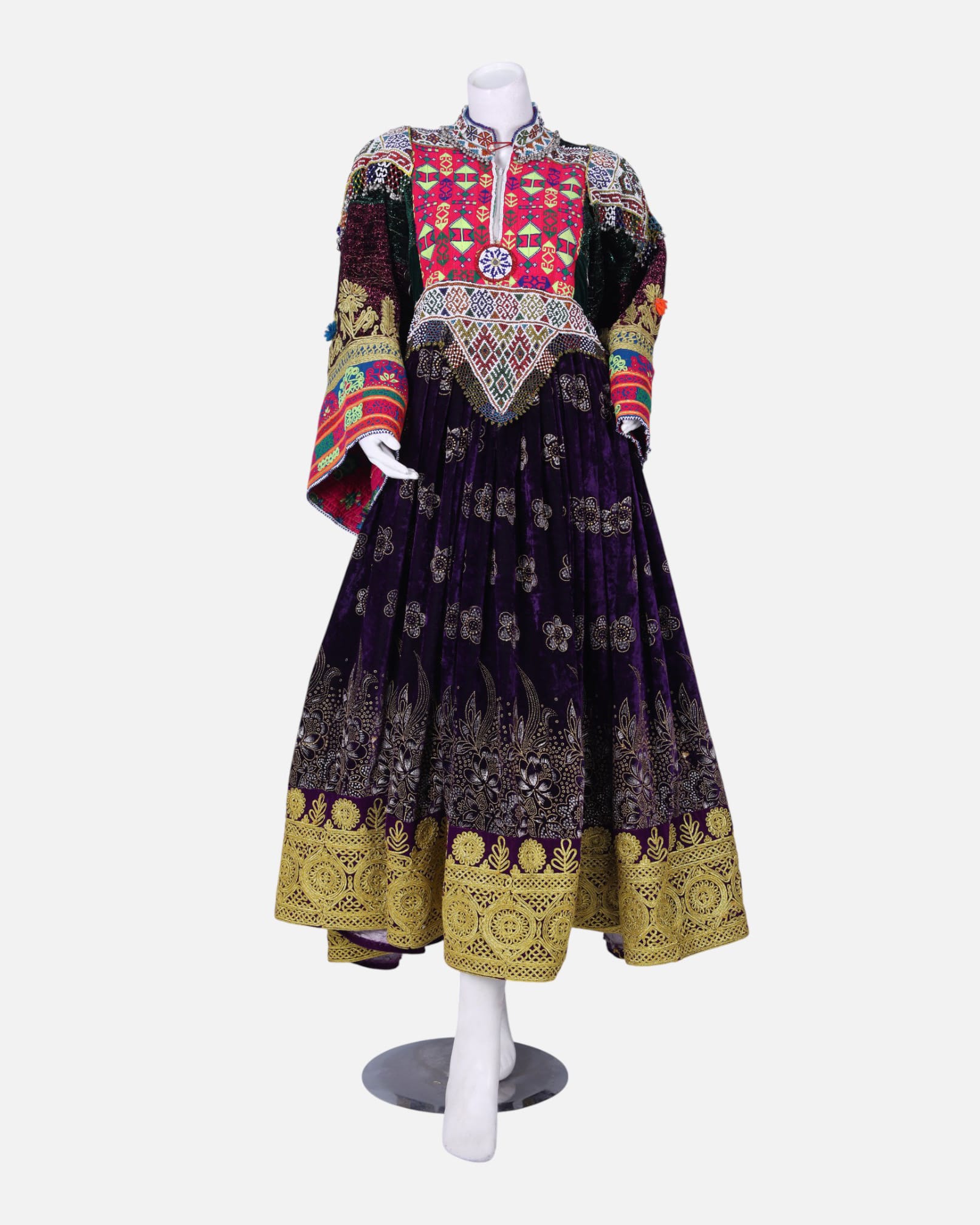 Traditional Afghan Gand Dress | Handcrafted Velvet & Embroidered Outfit