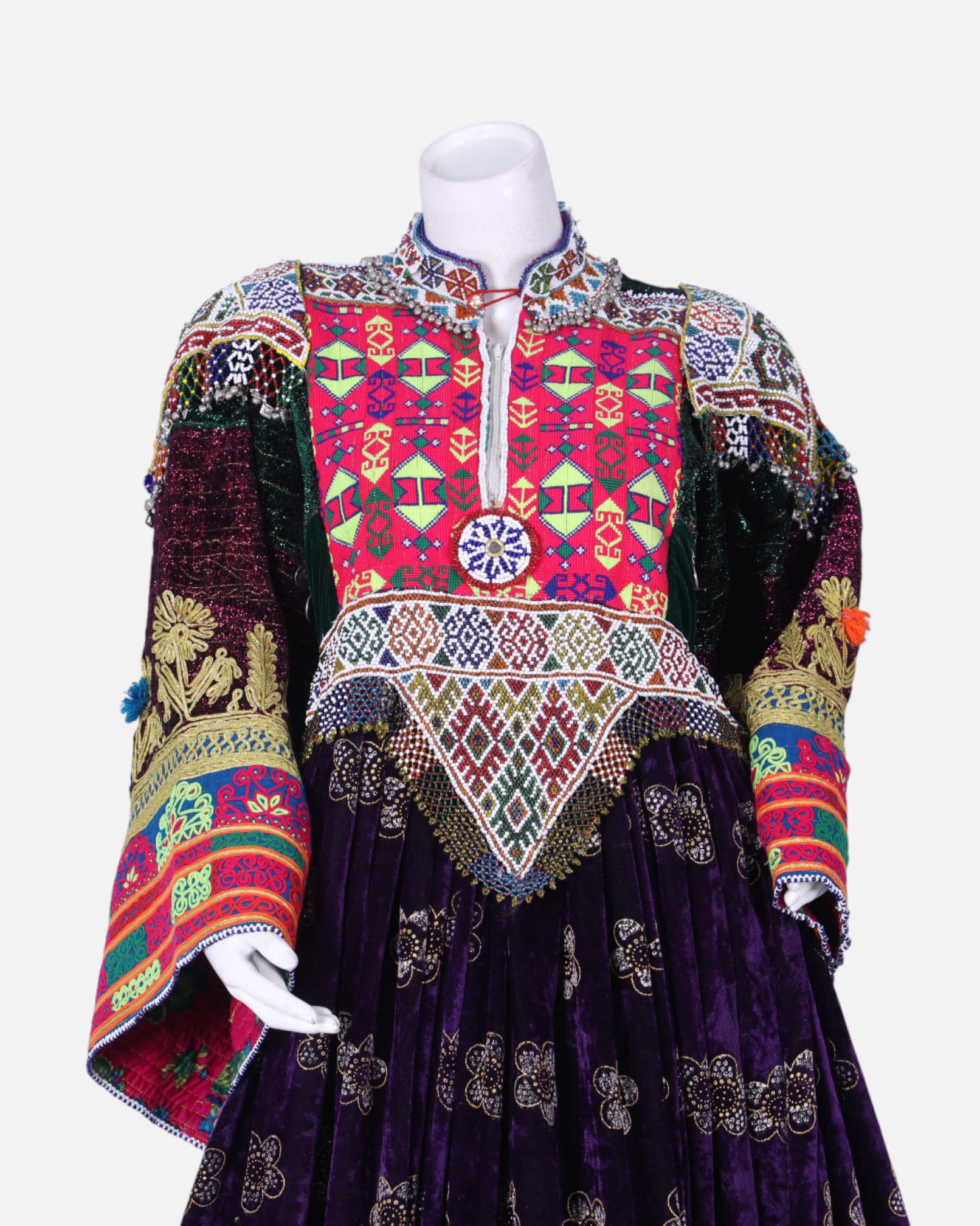 Traditional Afghan Gand Dress | Handcrafted Velvet & Embroidered Outfit