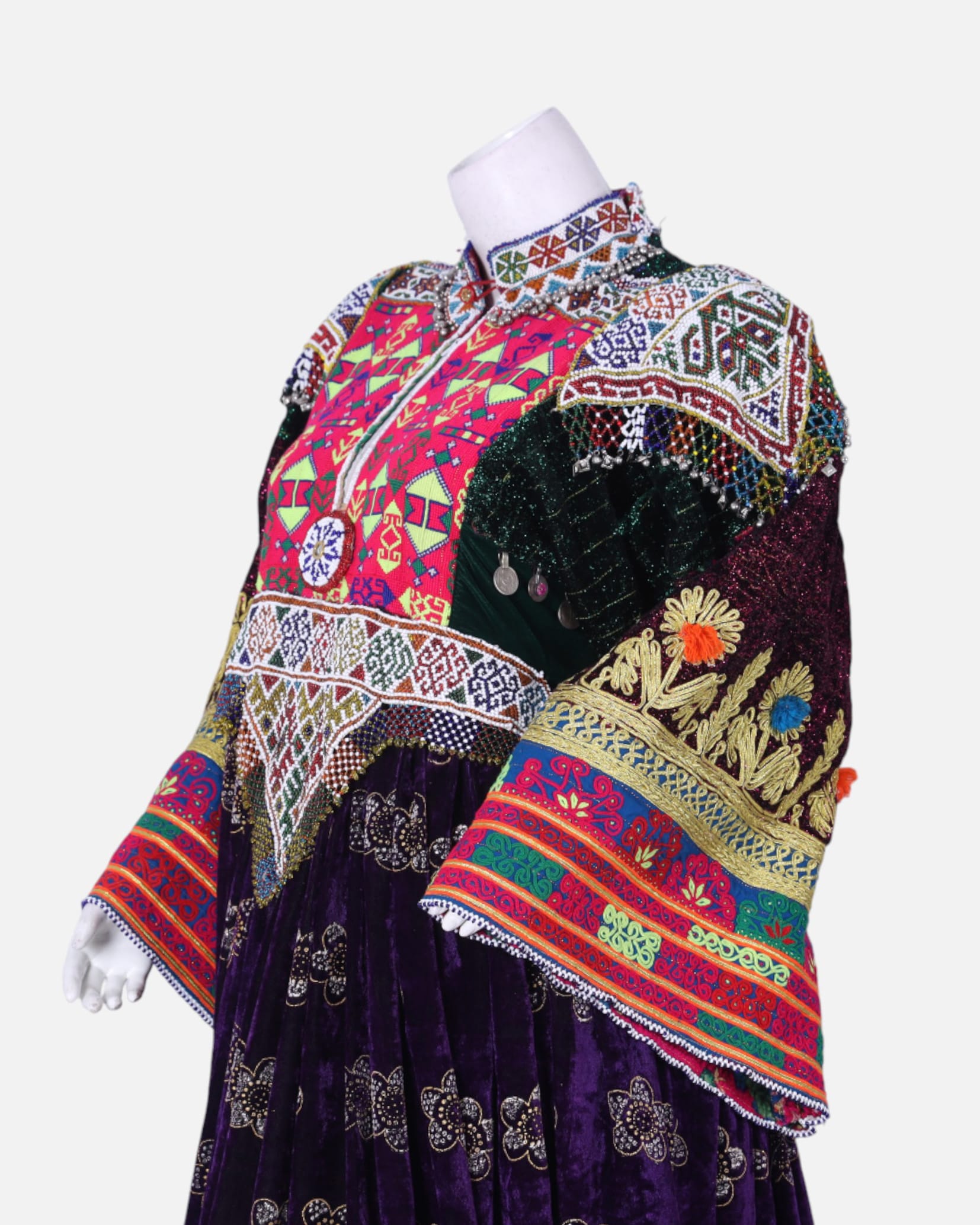 Traditional Afghan Gand Dress | Handcrafted Velvet & Embroidered Outfit