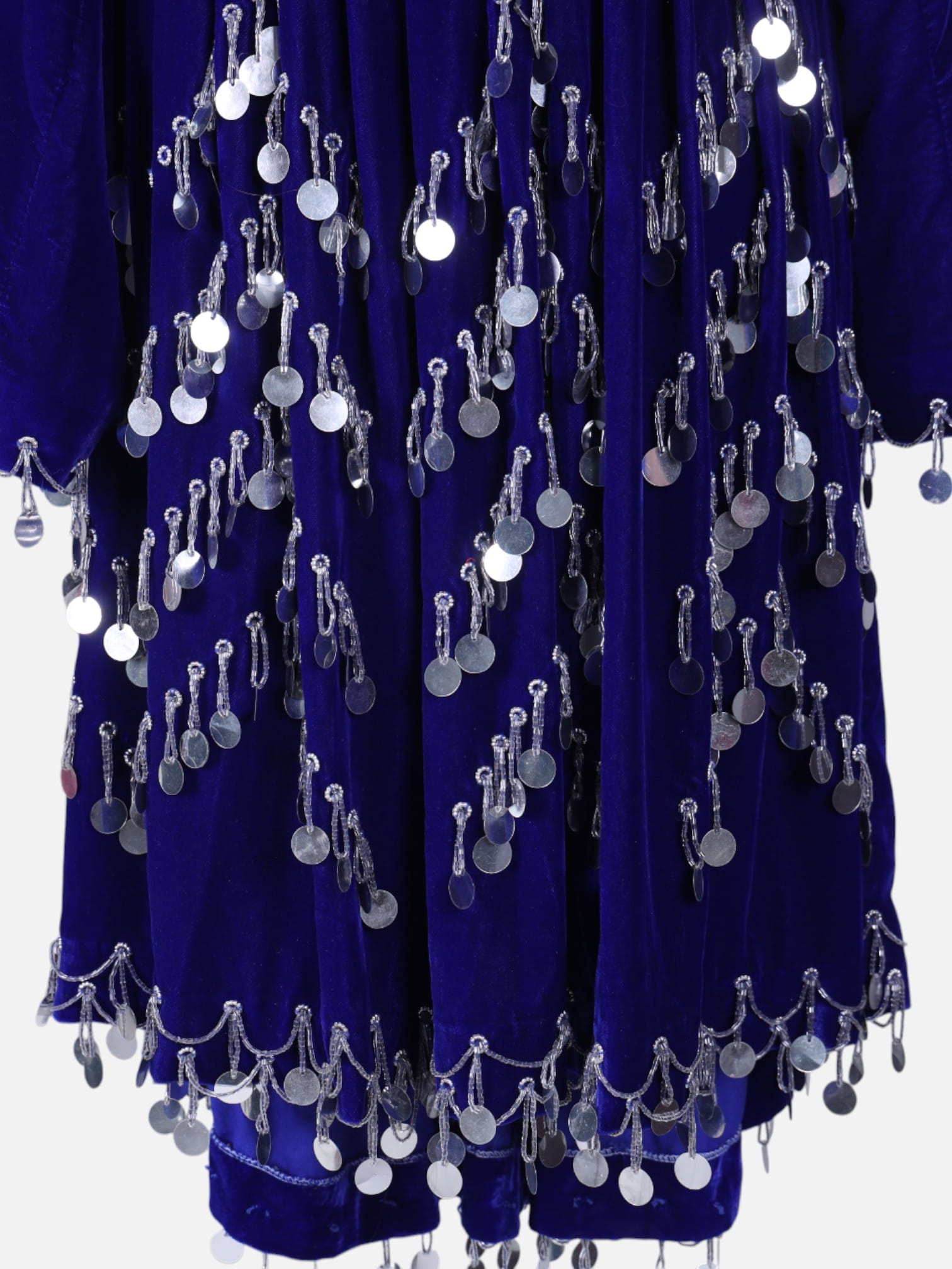 Afghan Gand Dress | Blue Traditional Mirror Work Dress