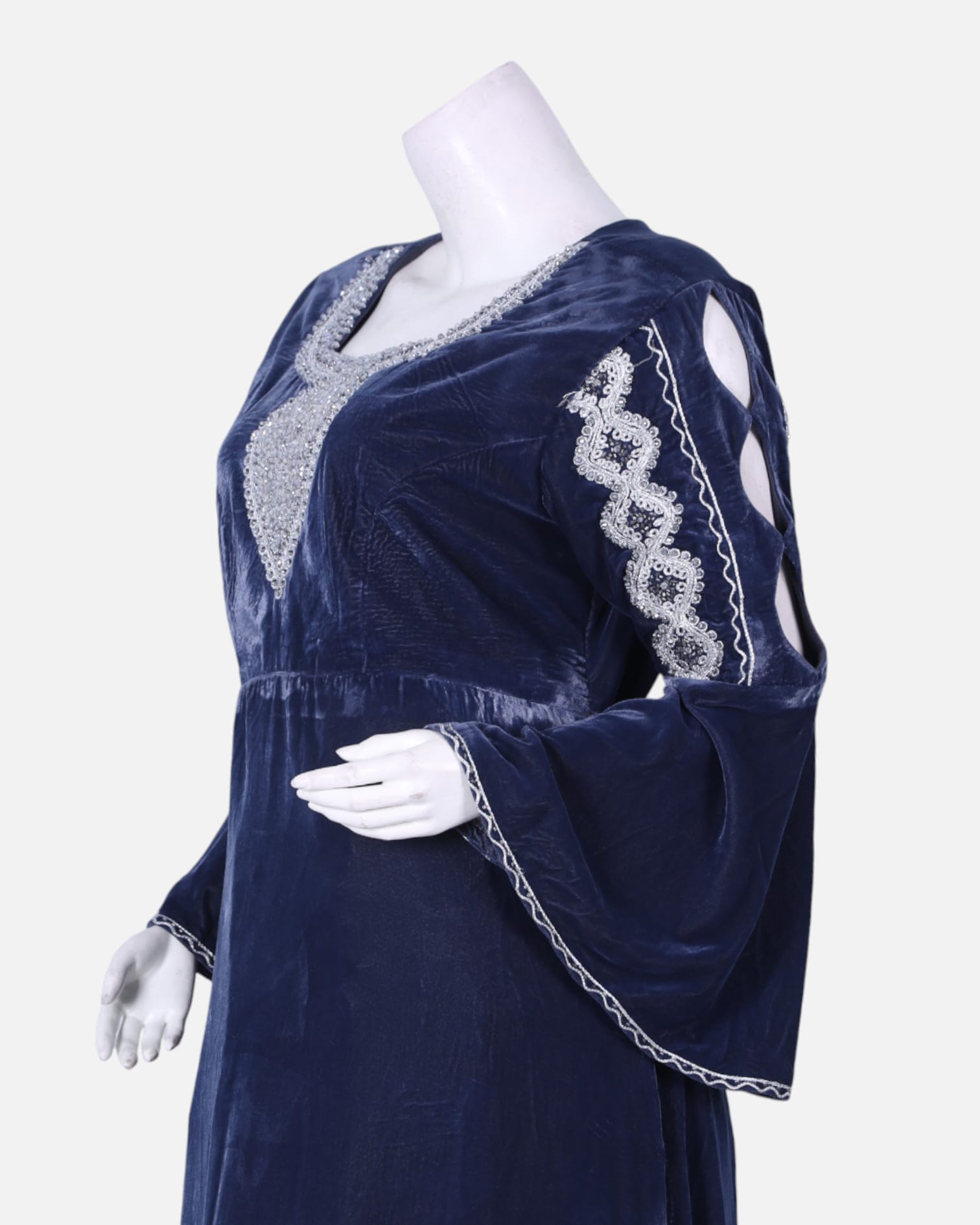 Traditional Afghan Formal Dress | Elegant Velvet Embroidered Dress