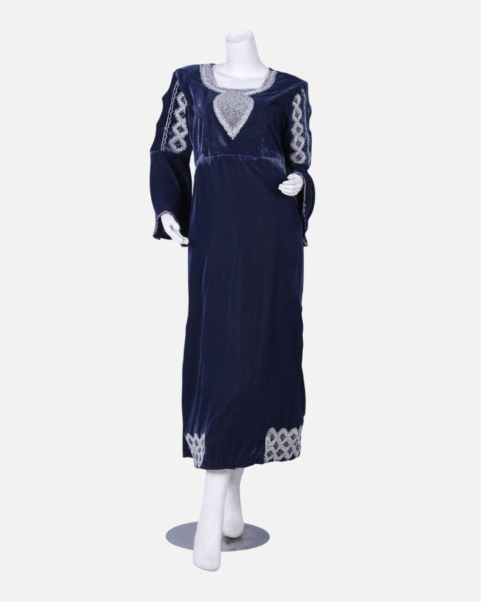 Traditional Afghan Formal Dress | Elegant Velvet Embroidered Dress