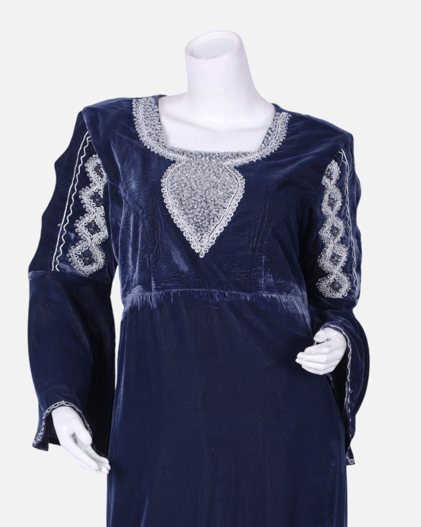 Traditional Afghan Formal Dress | Elegant Velvet Embroidered Dress