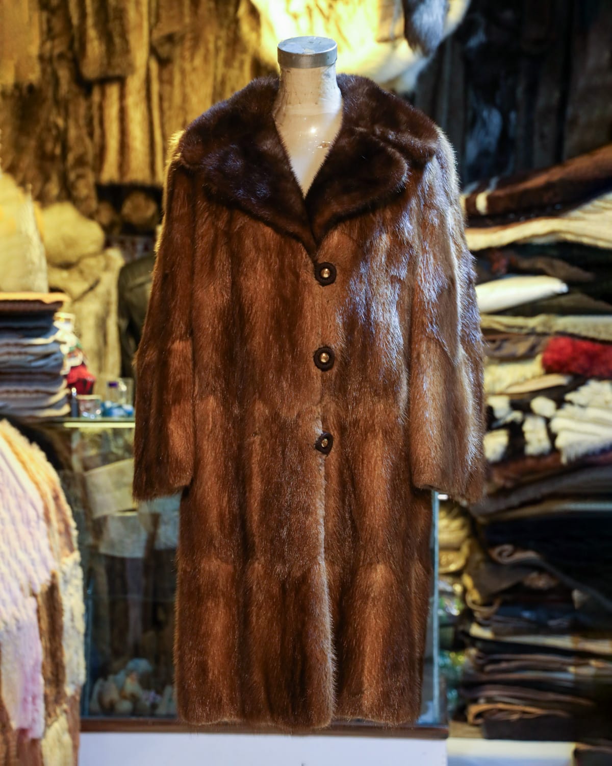 Brown Coat with Elegant Button Detailing