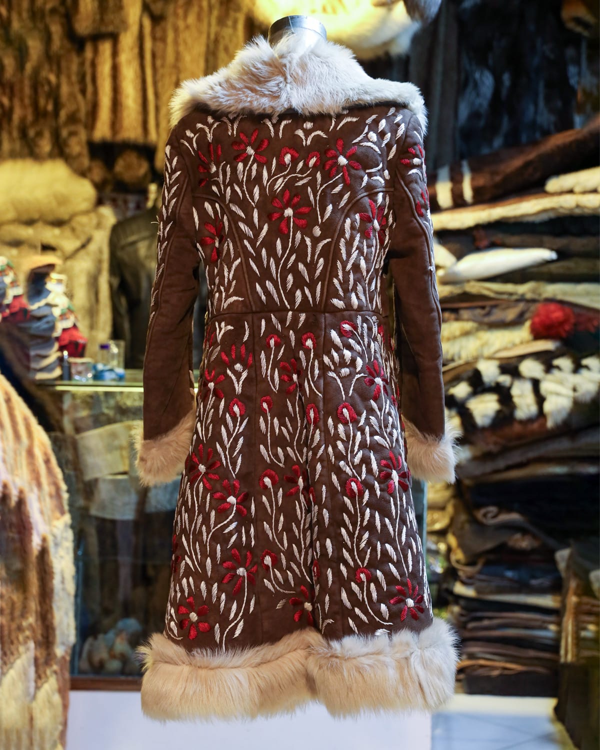 Handcrafted Embroidered Coat with Floral Design