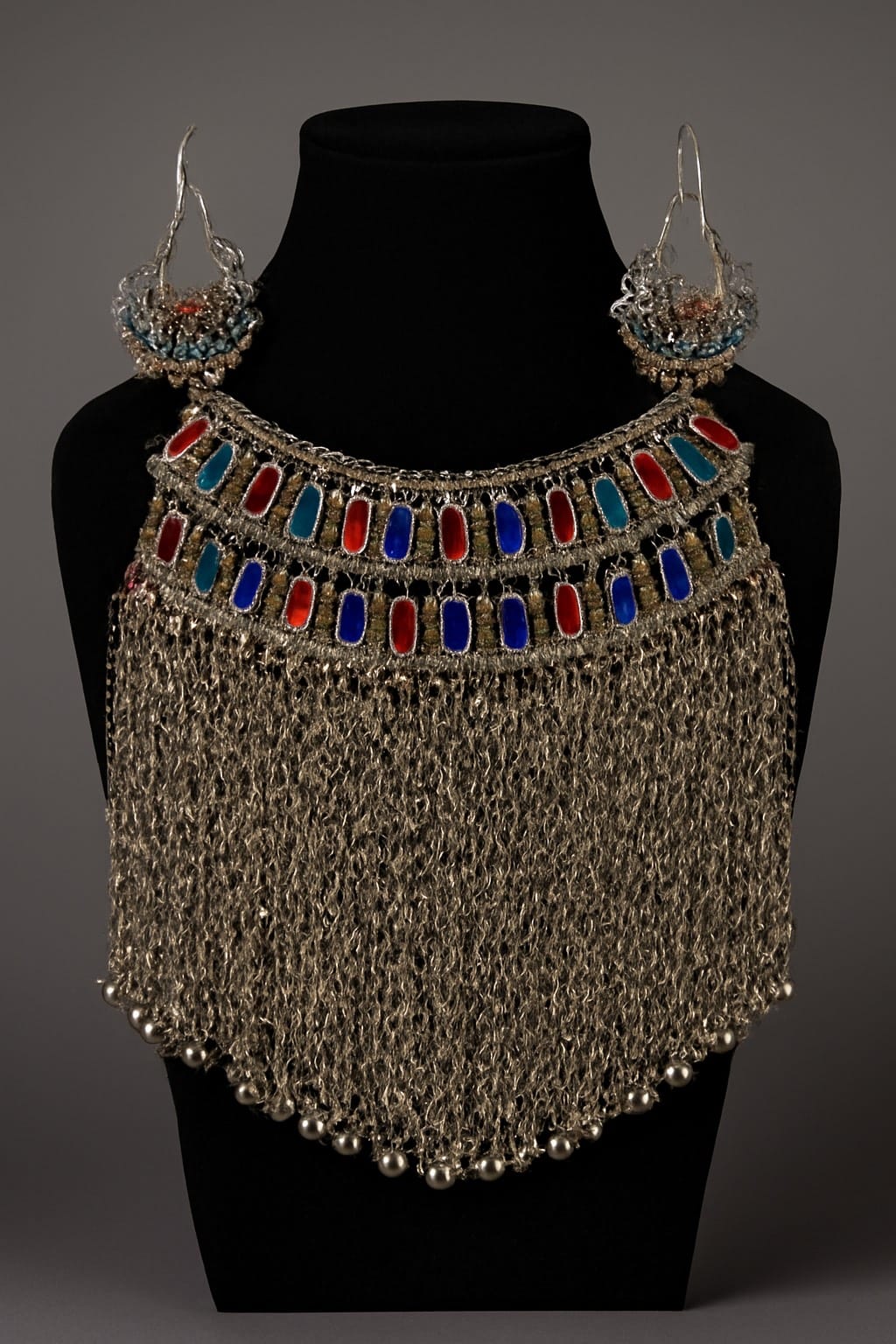 Classic Chain Style Vintage Bridal Jewelry Set | Afghani Choker Necklace, Hook Earrings