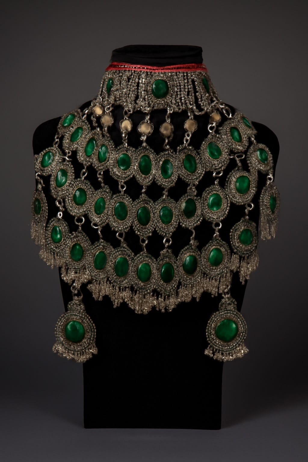 Classic green Vintage Bridal Jewelry Set | Afghani Choker Necklace, Hook Earrings