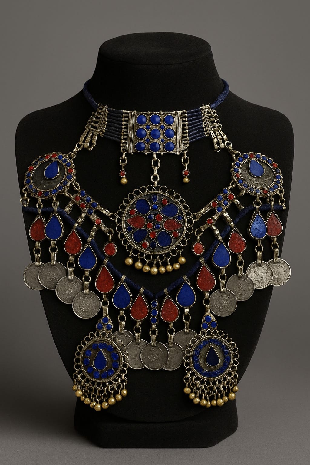 Blue & Red Vintage | Afghani Choker Necklace