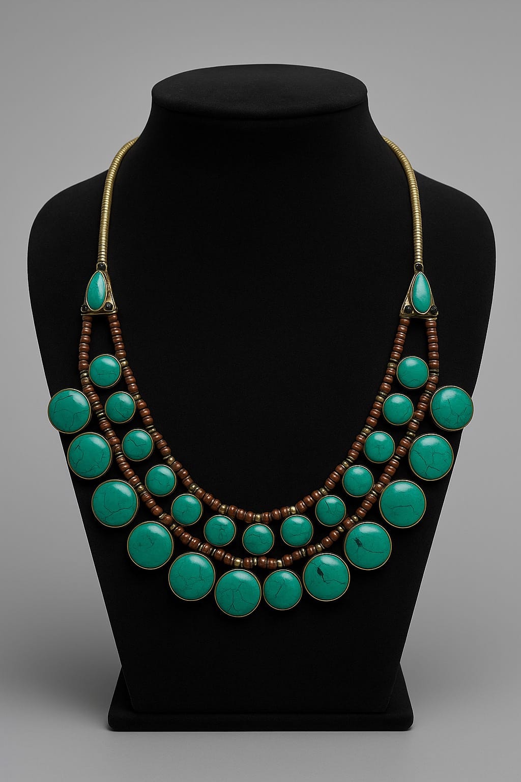 GreenTurqouise Antique Jewelry, Double Stranded Necklace
