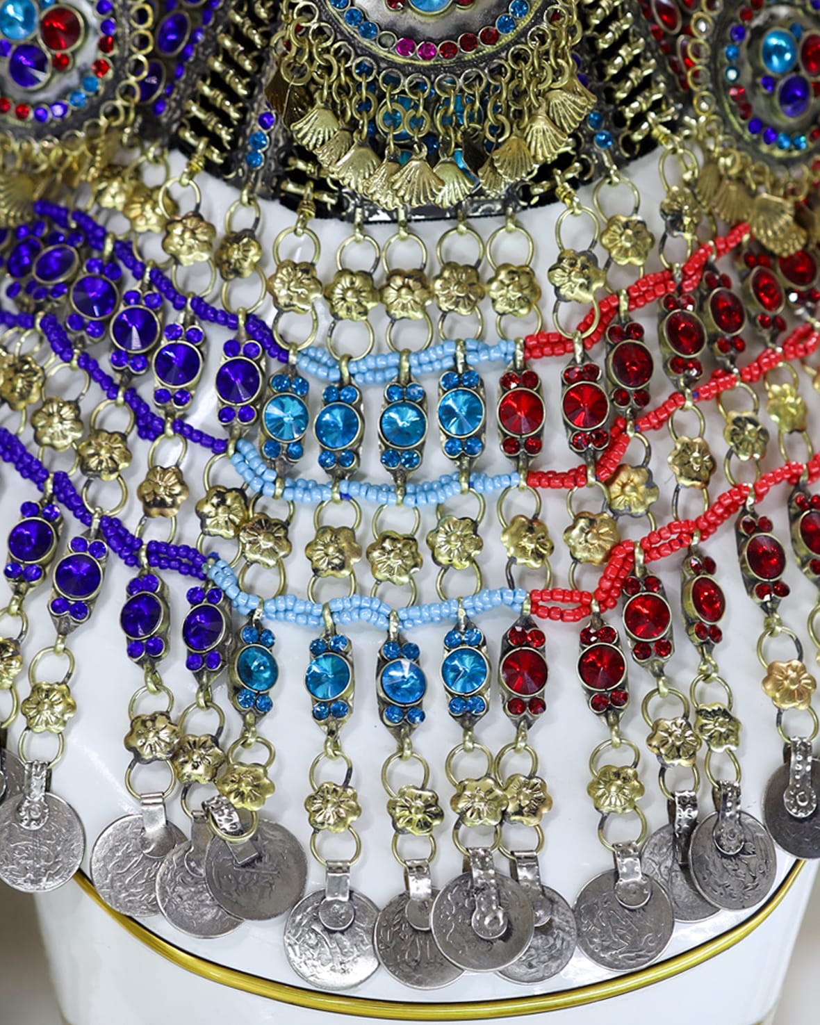Afghan Multicolored Rhodium Plated Jewelry Set