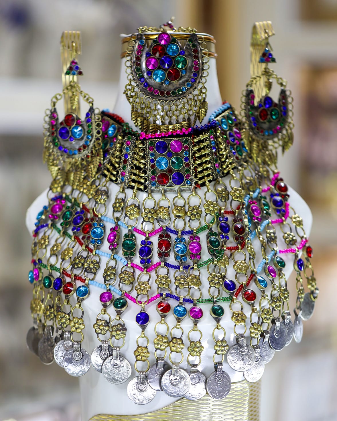 Afghan Multicolored Crystal Jewelry Set