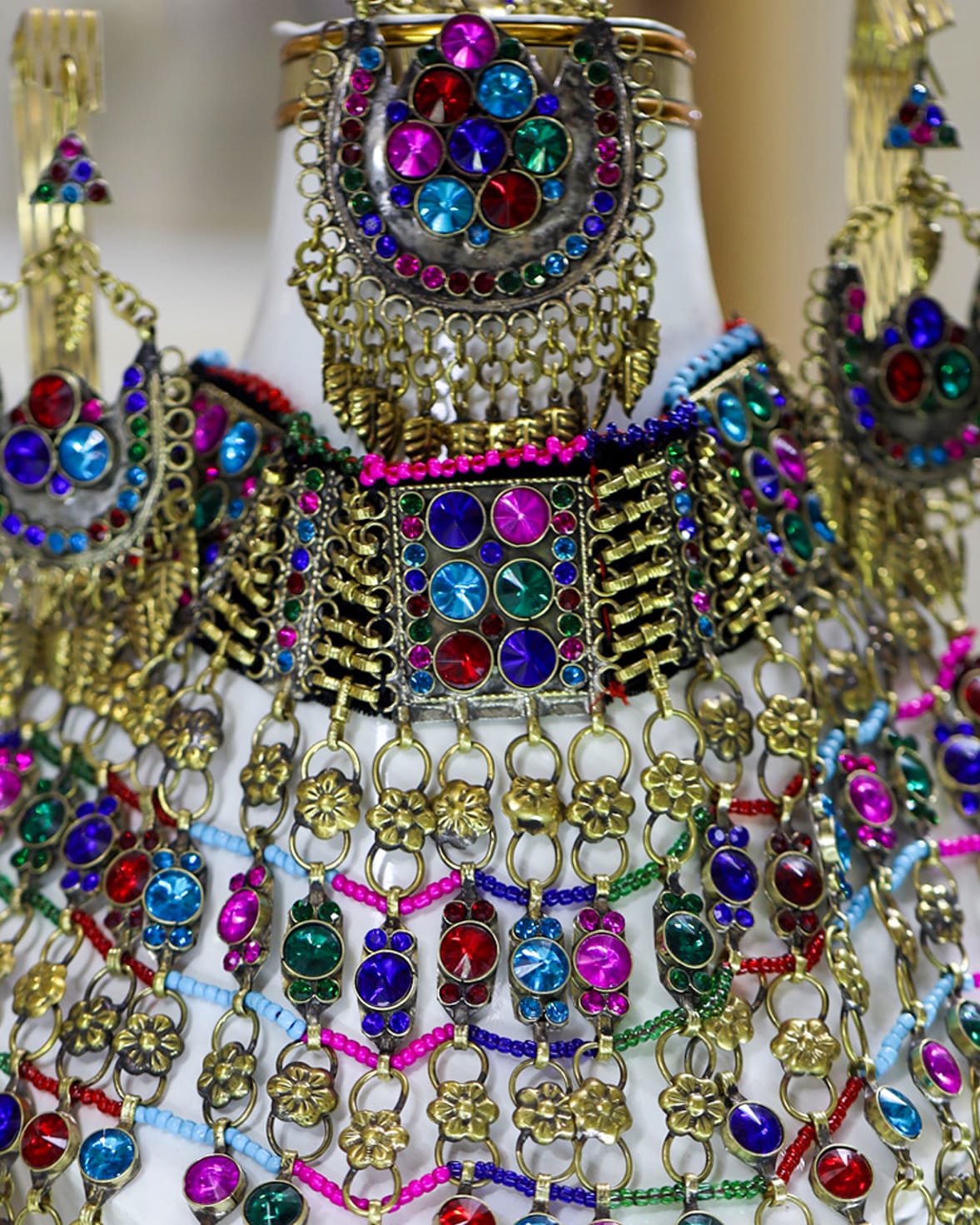 Afghan Multicolored Crystal Jewelry Set