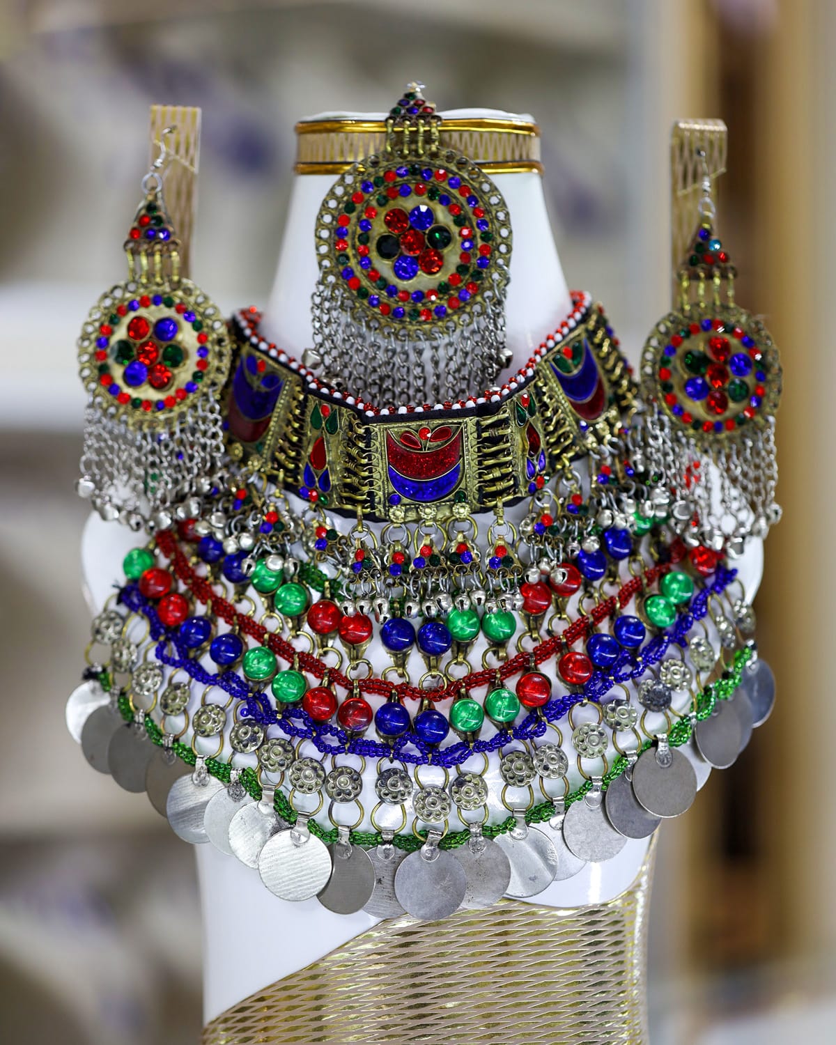 Afghan  Multicolored Kuchi Jewelry Set