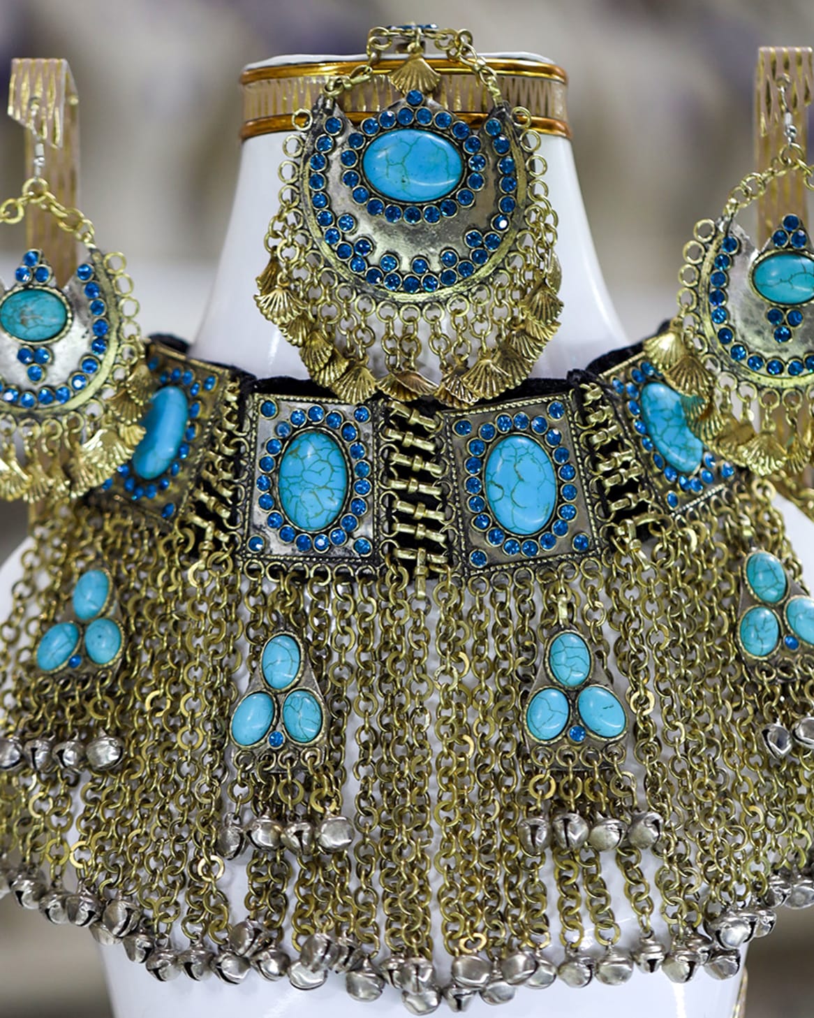 Afghan Turquoise Crystal Jewelry Set