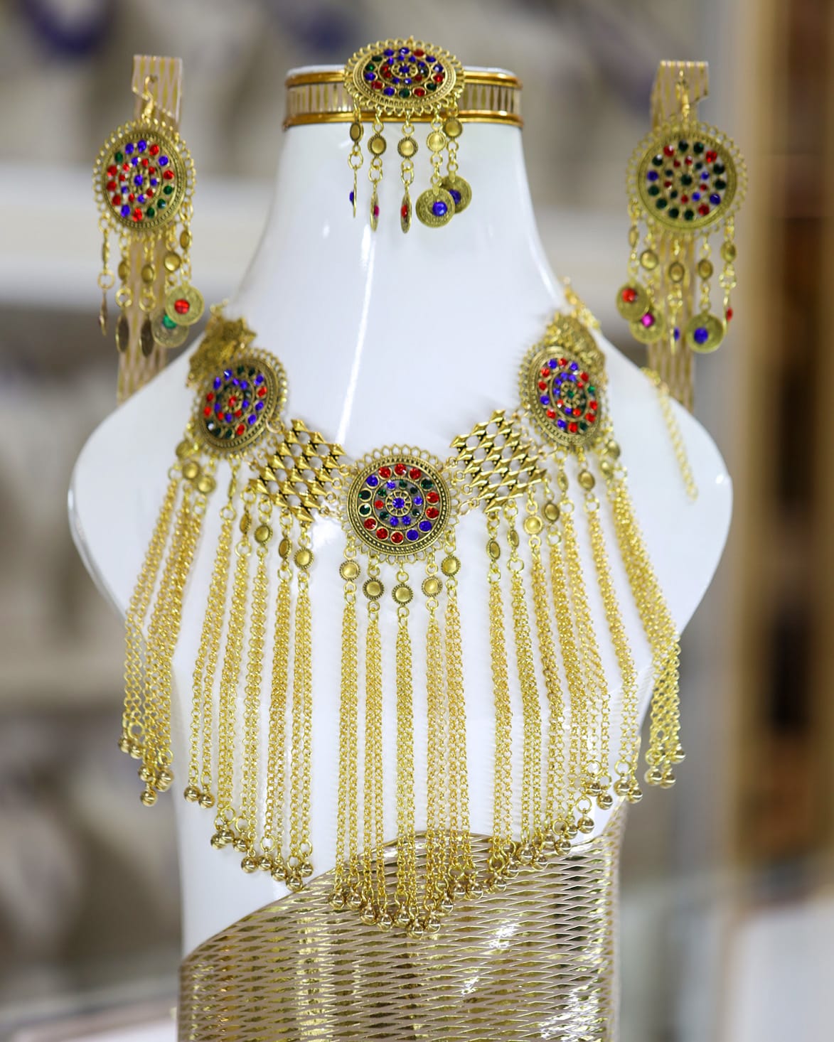 Afghan 3 piece multicolour vintage jewellery set