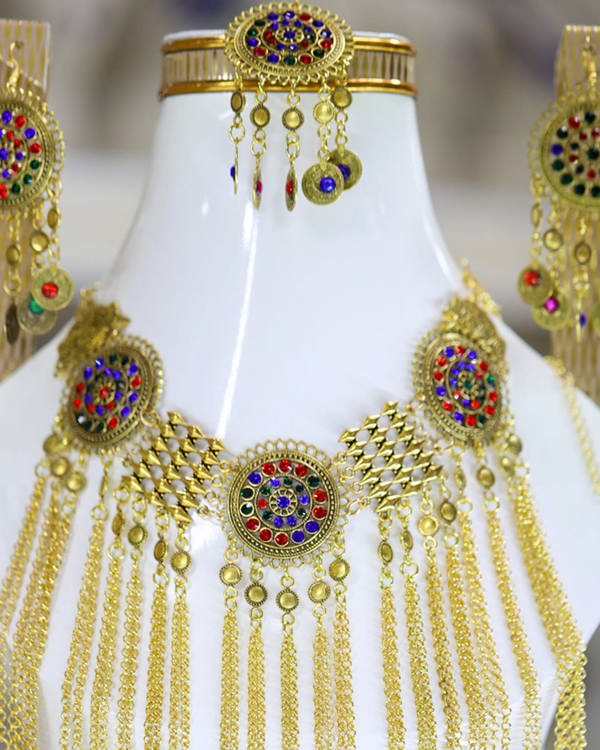 Afghan 3 piece multicolour vintage jewellery set