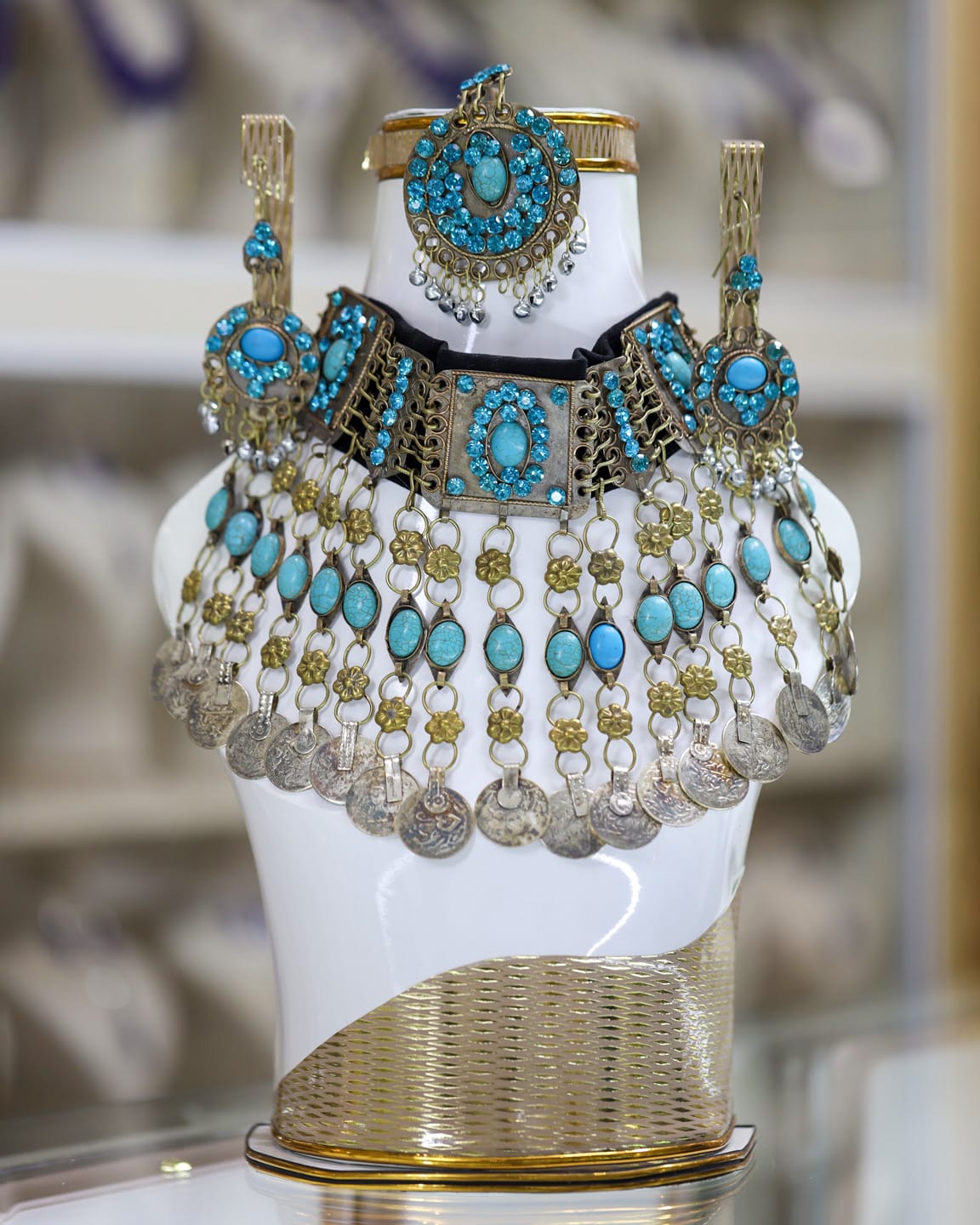 Afghan Turquoise Crystal Jewelry Set