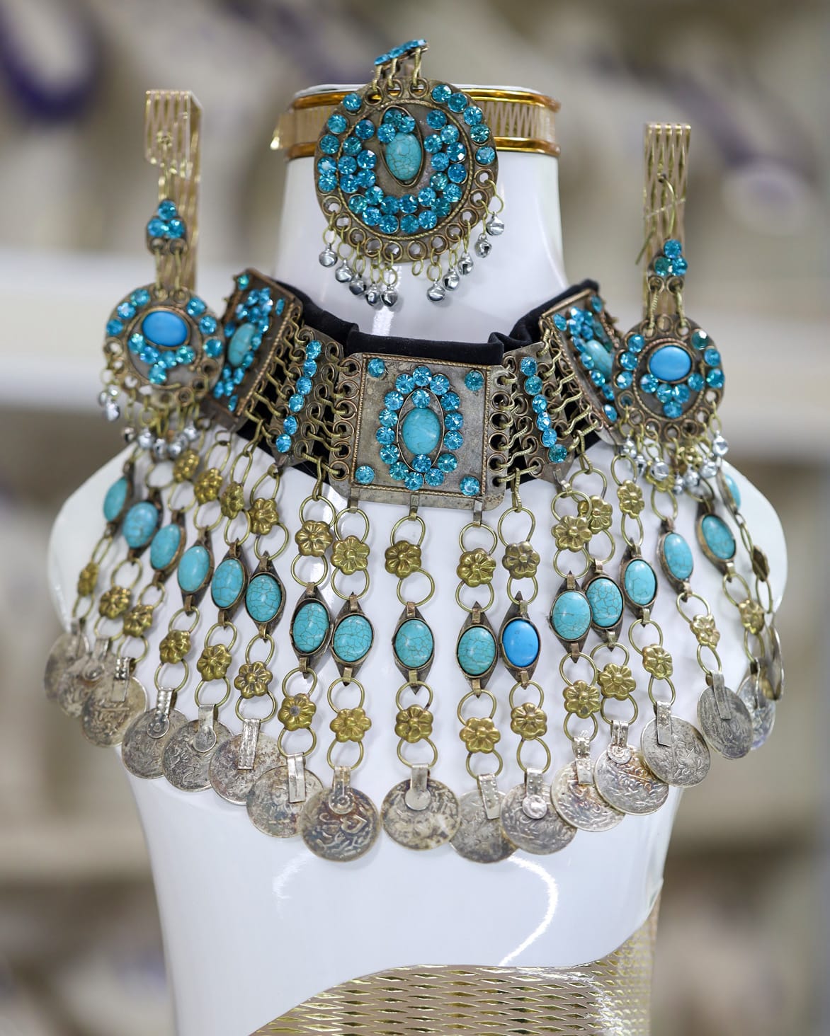 Afghan Turquoise Crystal Jewelry Set