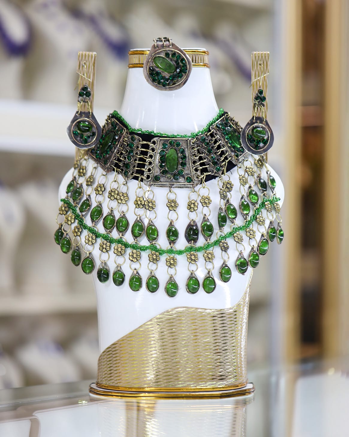 Afghan Green Crystal Jewelry Set