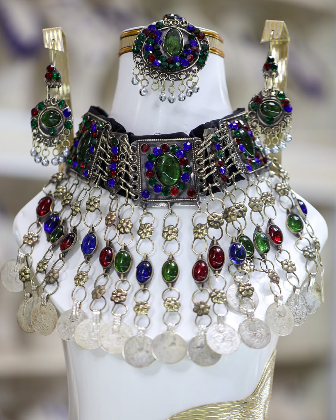 Afghan Traditional Multicolored Crystal Jewelry Set