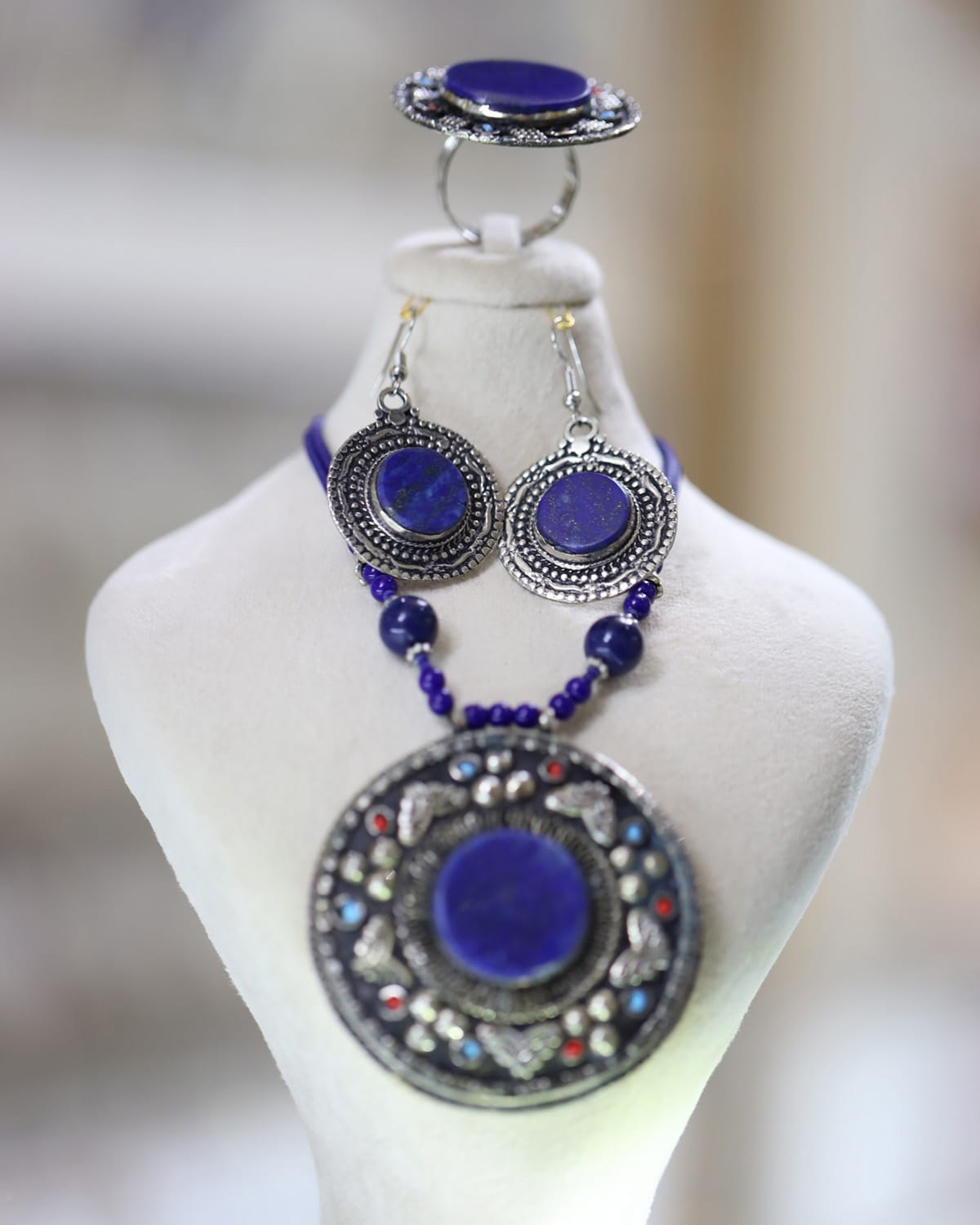 Afghan Lapis Lazuli Crystal Jewelry Set