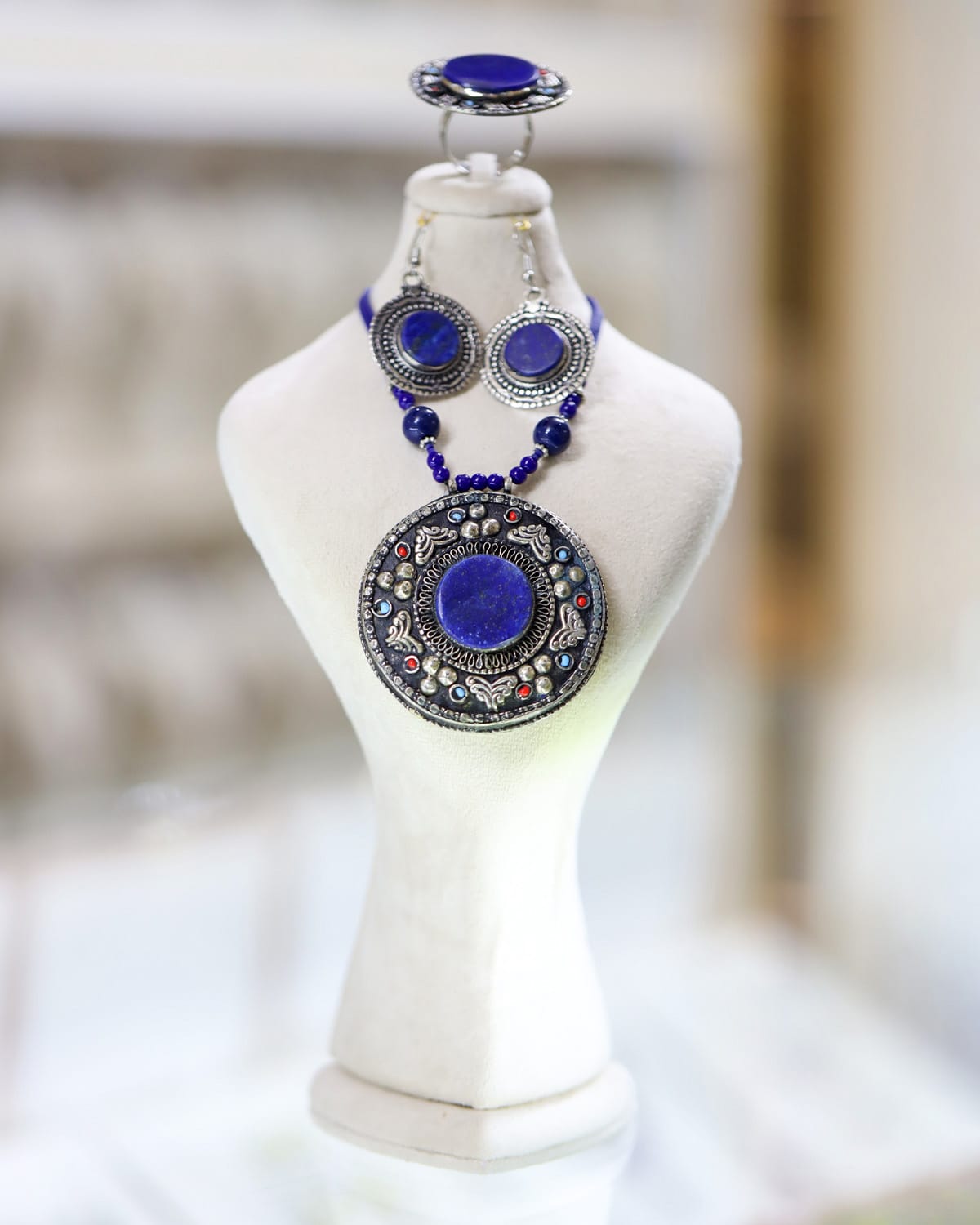 Afghan Lapis Lazuli Crystal Jewelry Set