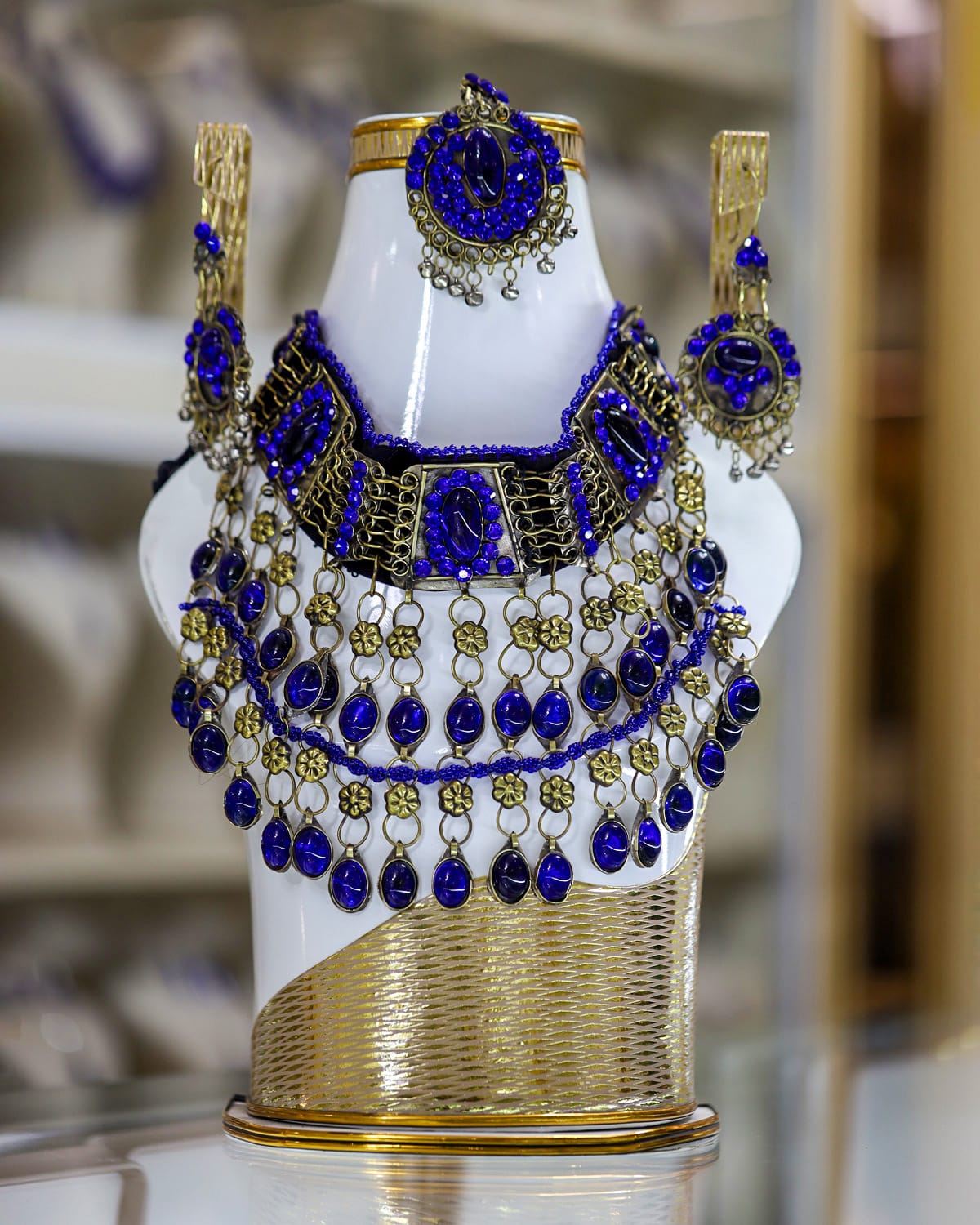 Afghan Royal Blue Jewelry set Royal Blue Crystal Stones