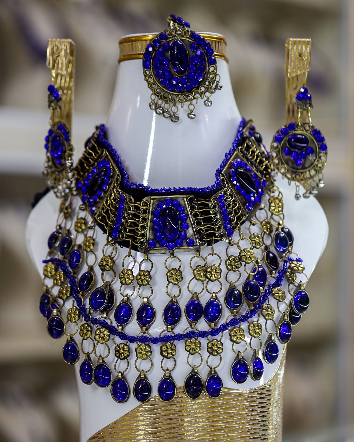 Afghan Royal Blue Jewelry set Royal Blue Crystal Stones