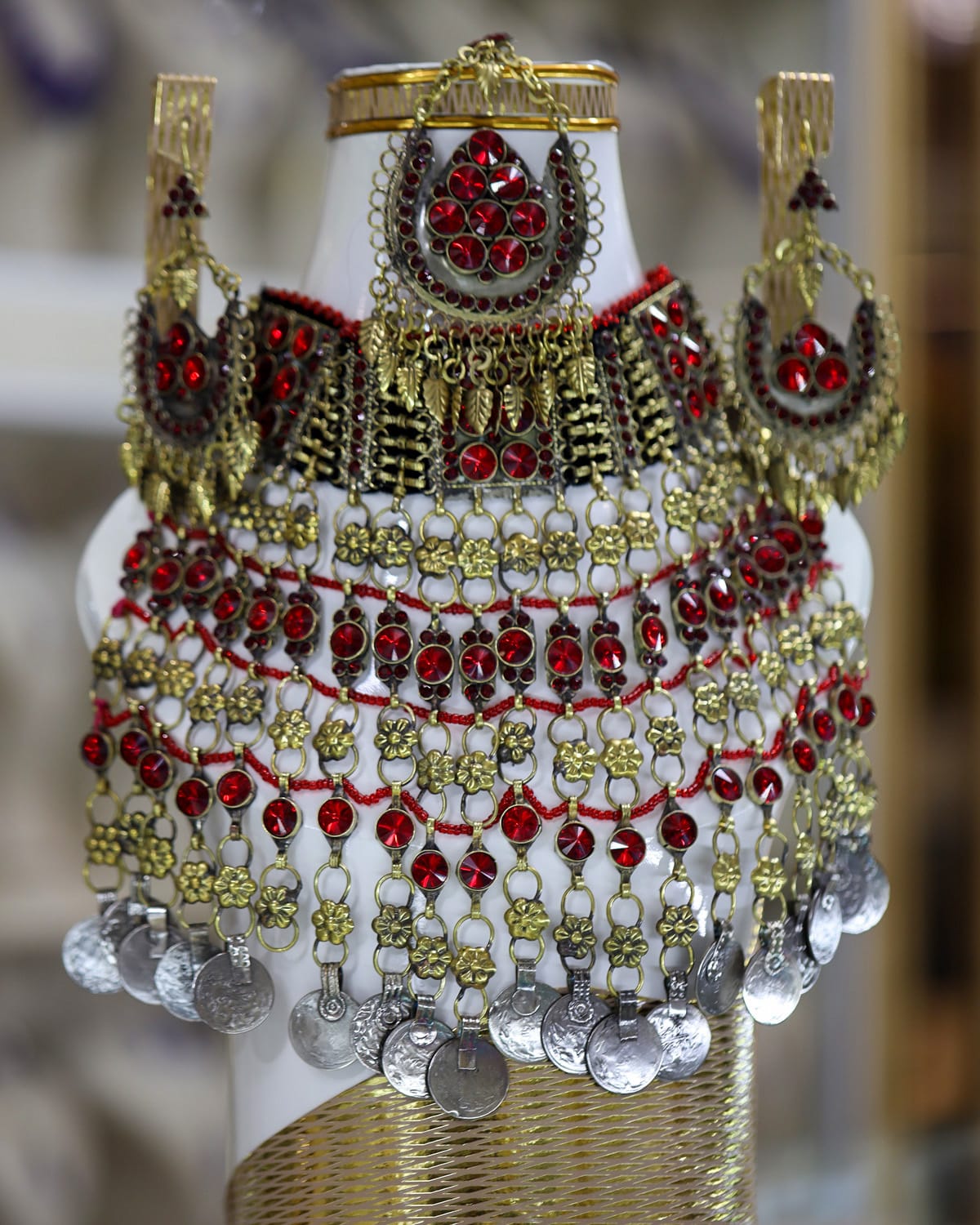Afghan Kuchi Red Crystal full Jewelry Set
