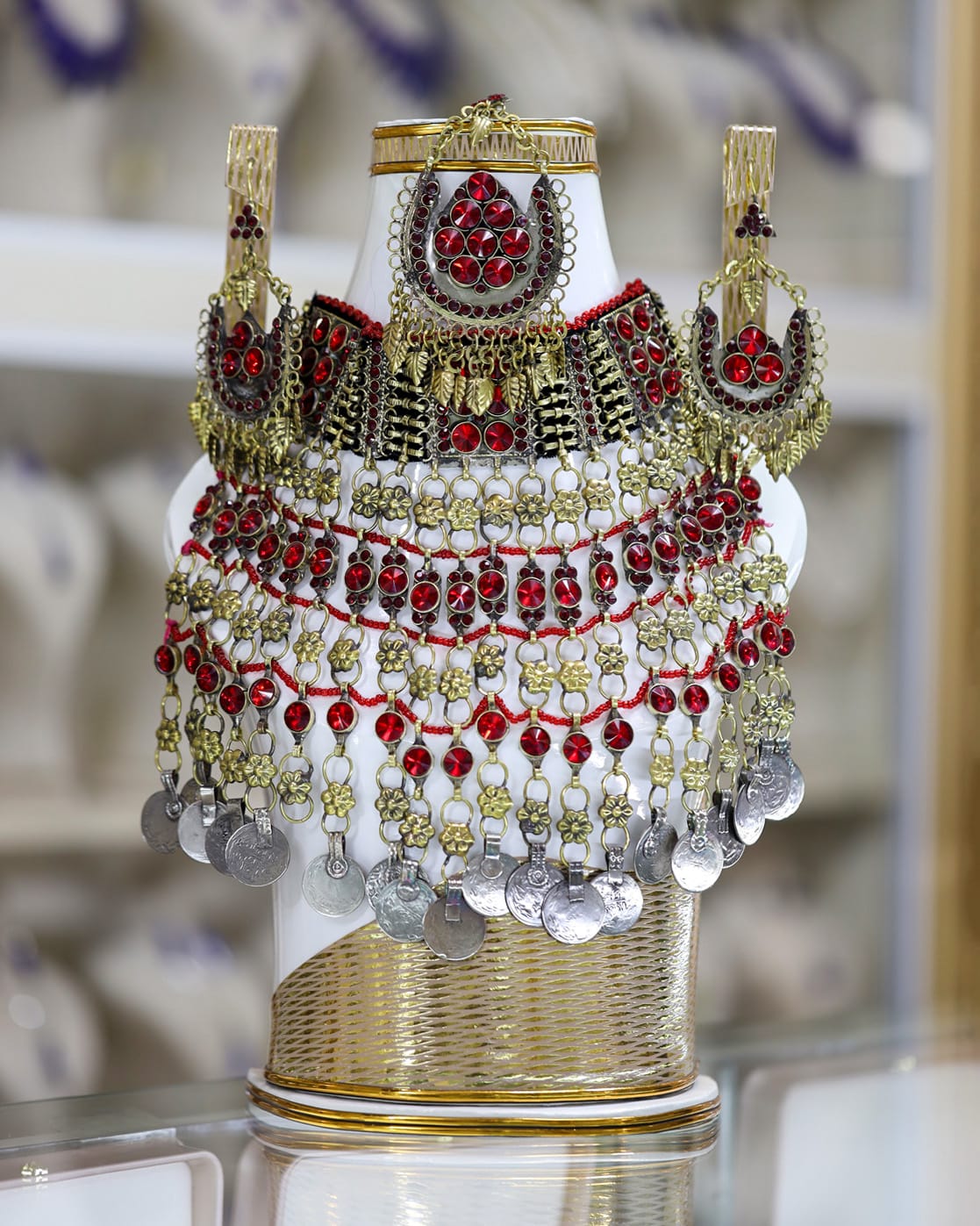 Afghan Kuchi Red Crystal Jewelry Set