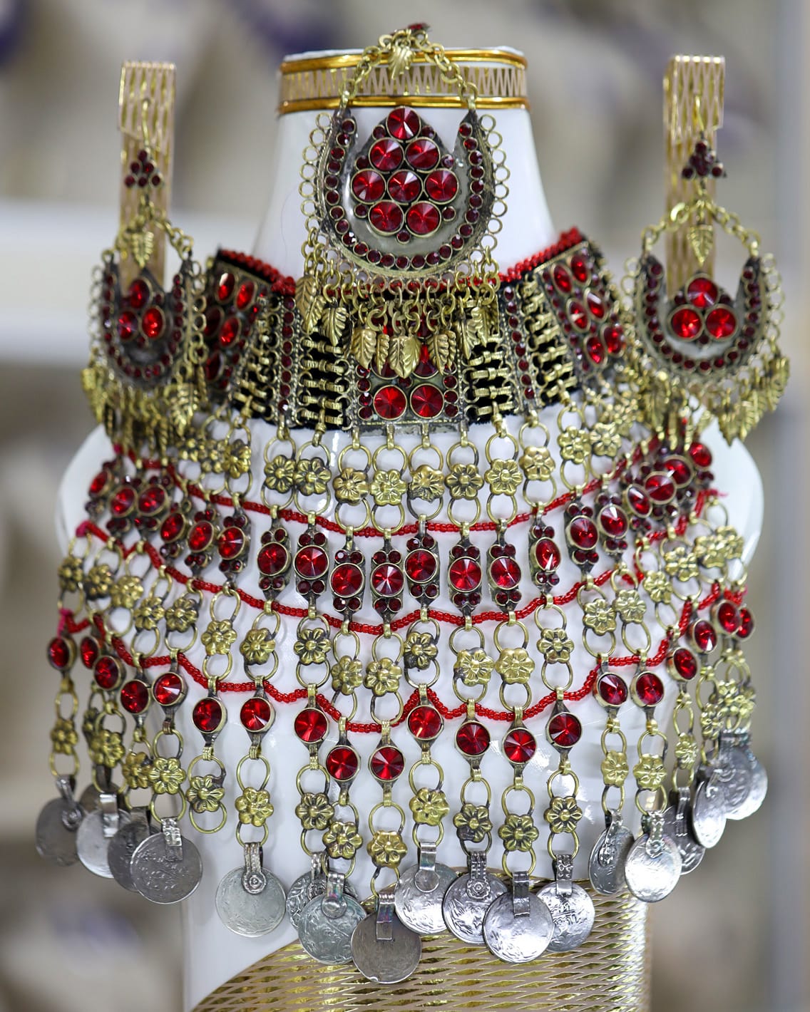 Afghan Kuchi Red Crystal Jewelry Set