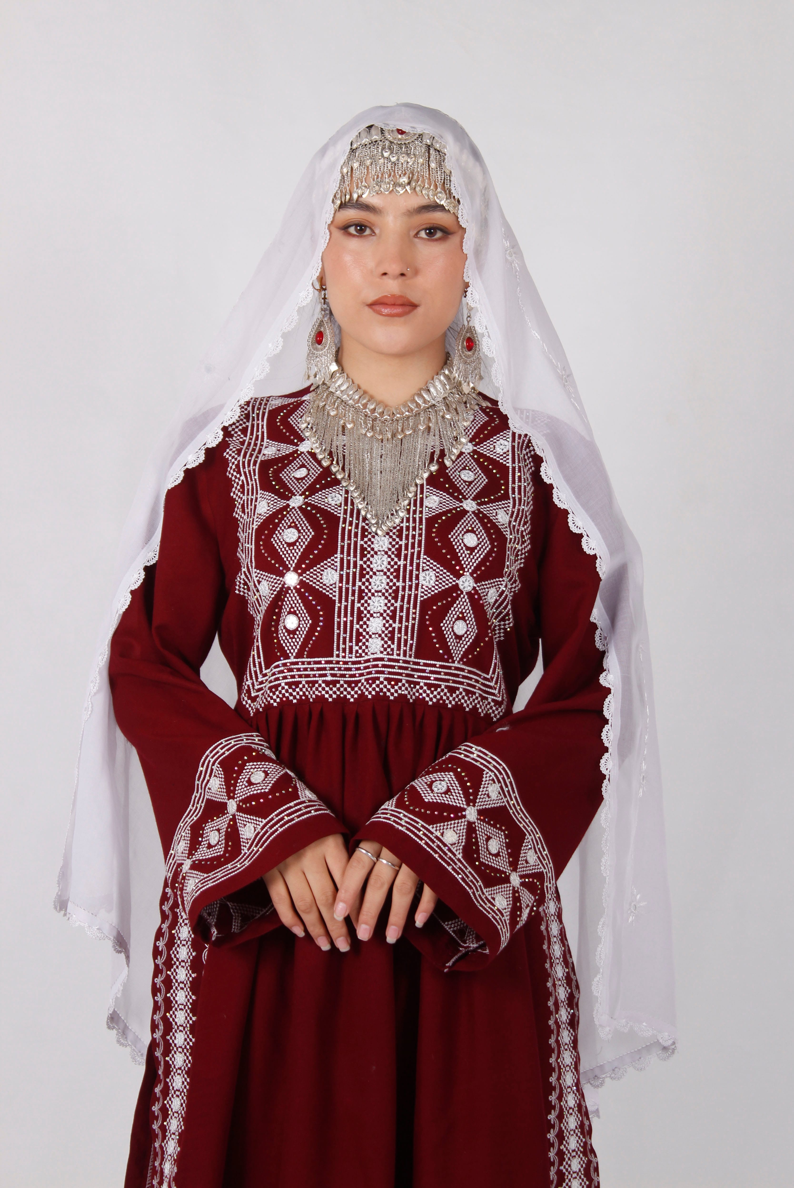 New Hazaragi Cotton Embroidered Outfit Set with Mirror Work & Handmade Shawl