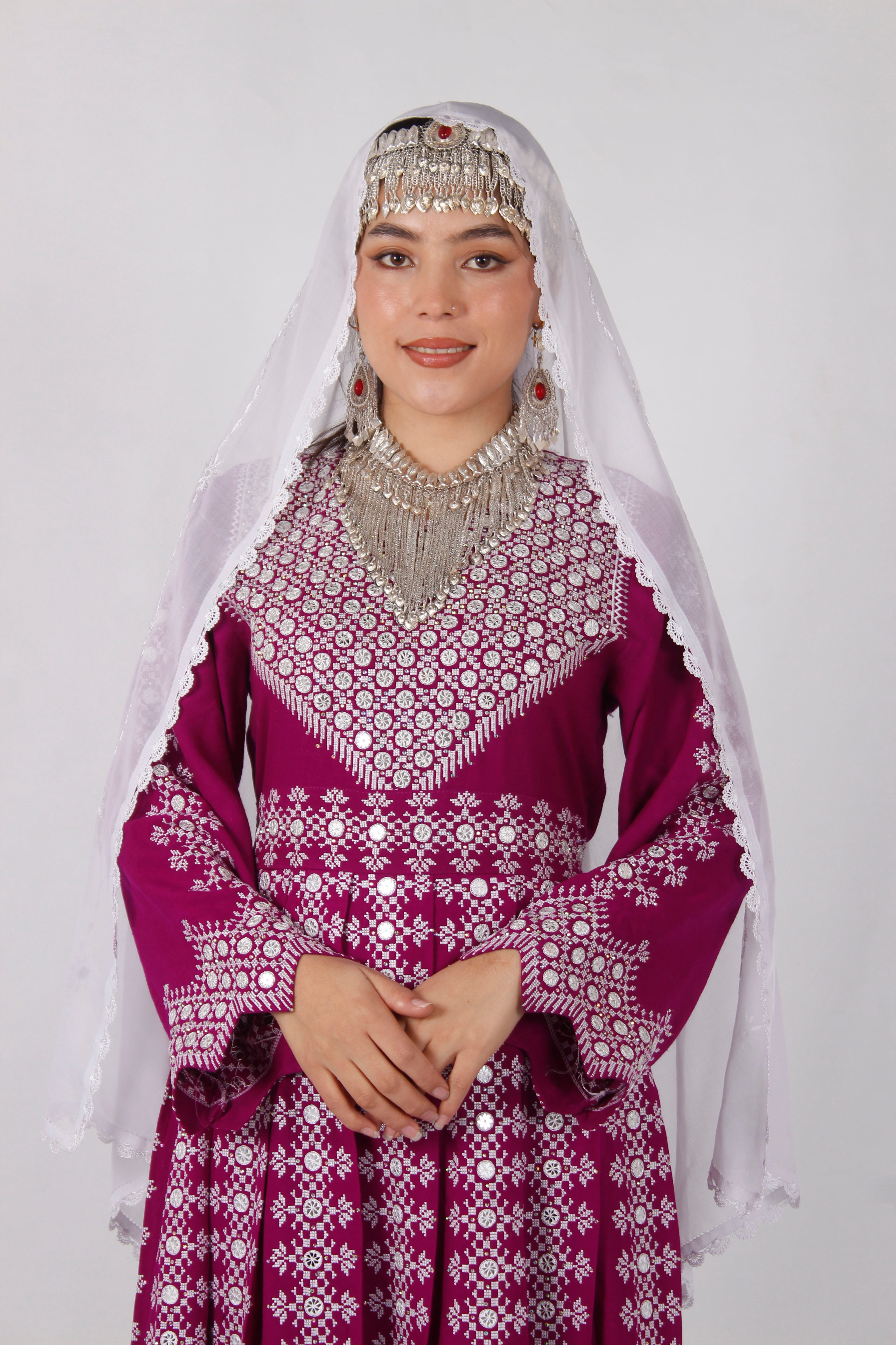 azaragi Cotton Outfit Set with Mirror Work, Handmade Shawl & Embroidered Shoes