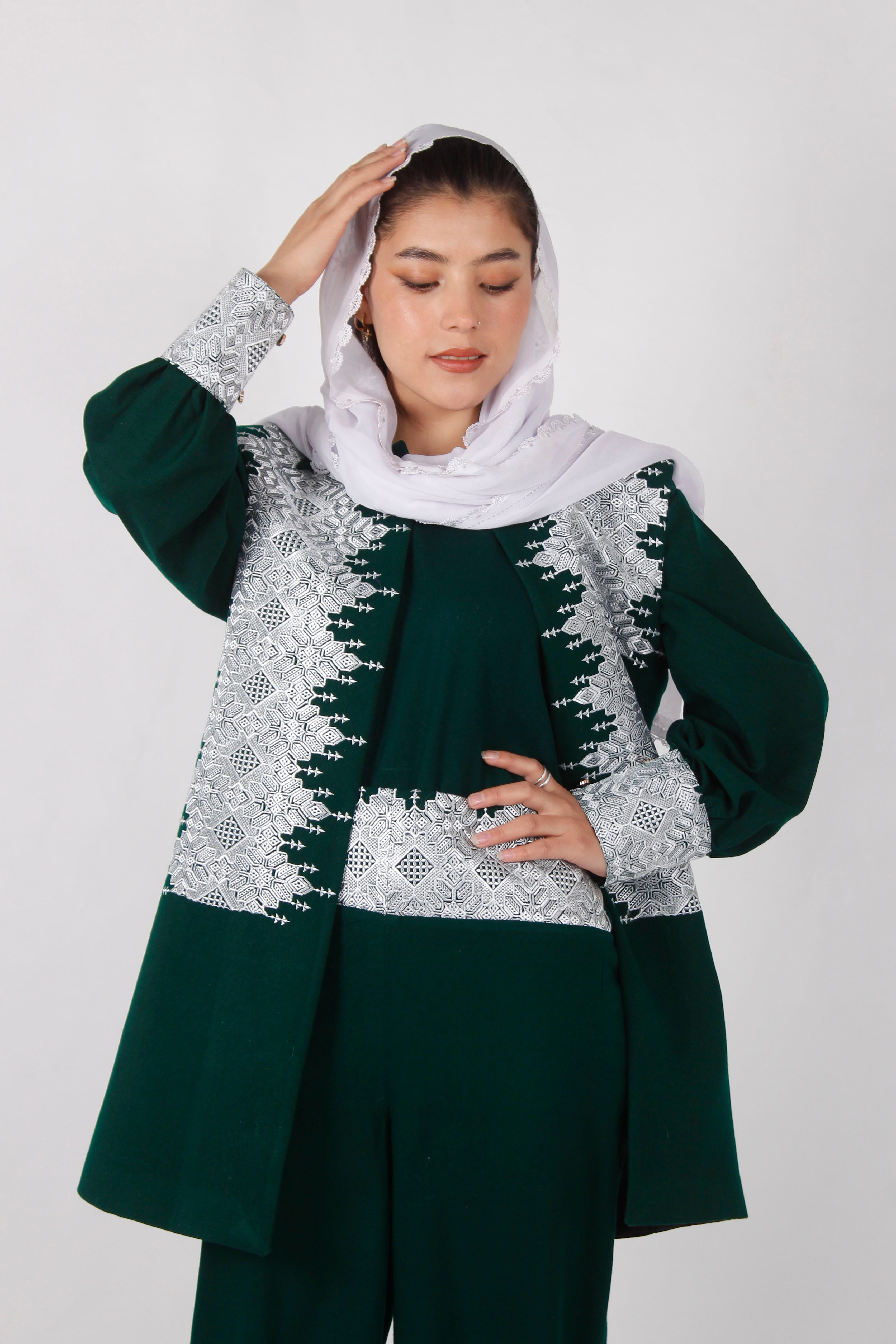 Cotton Hazaragi Women’s Cut Dress with Hand-Embroidered Shawl & Shoes
