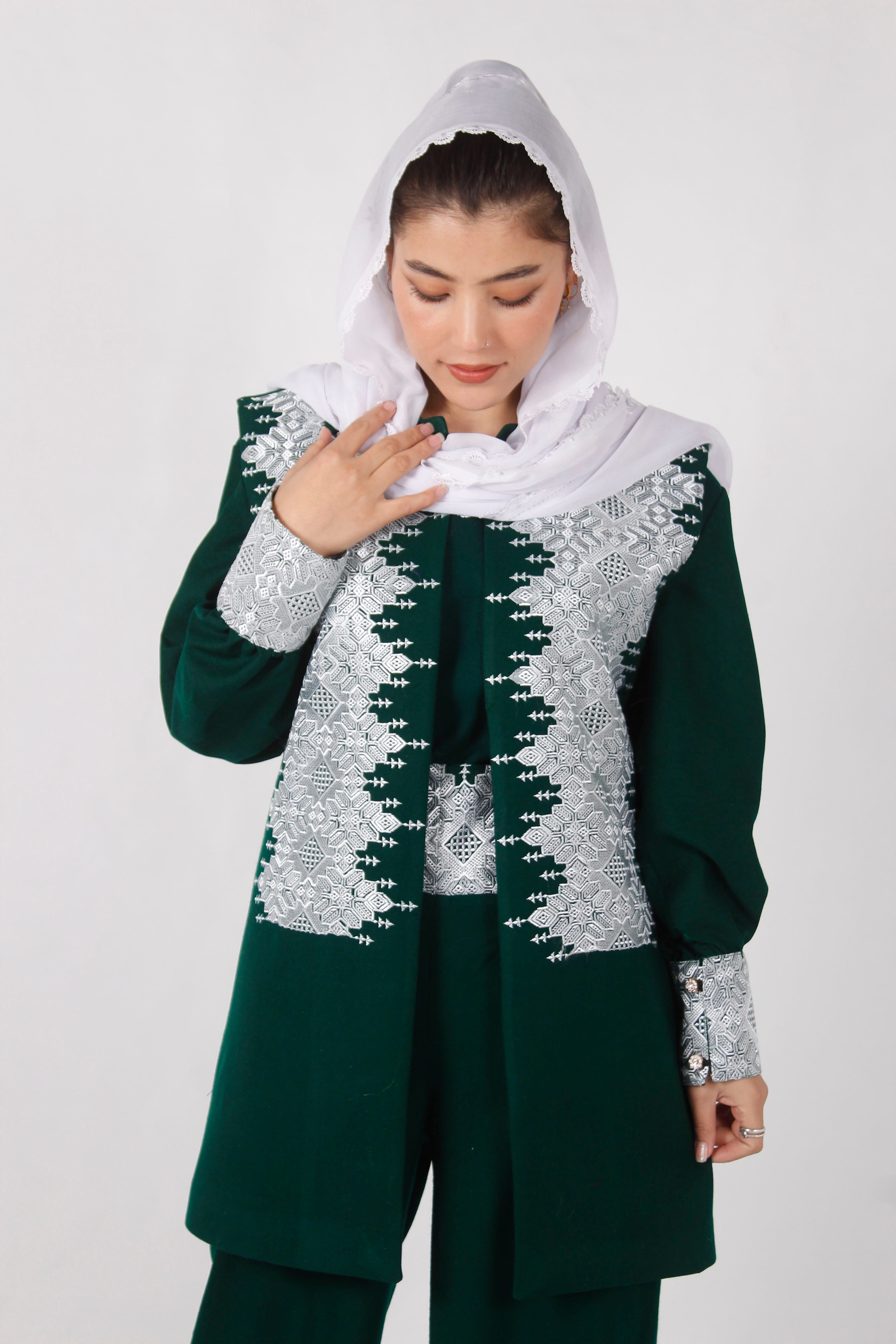 Cotton Hazaragi Women’s Cut Dress with Hand-Embroidered Shawl & Shoes