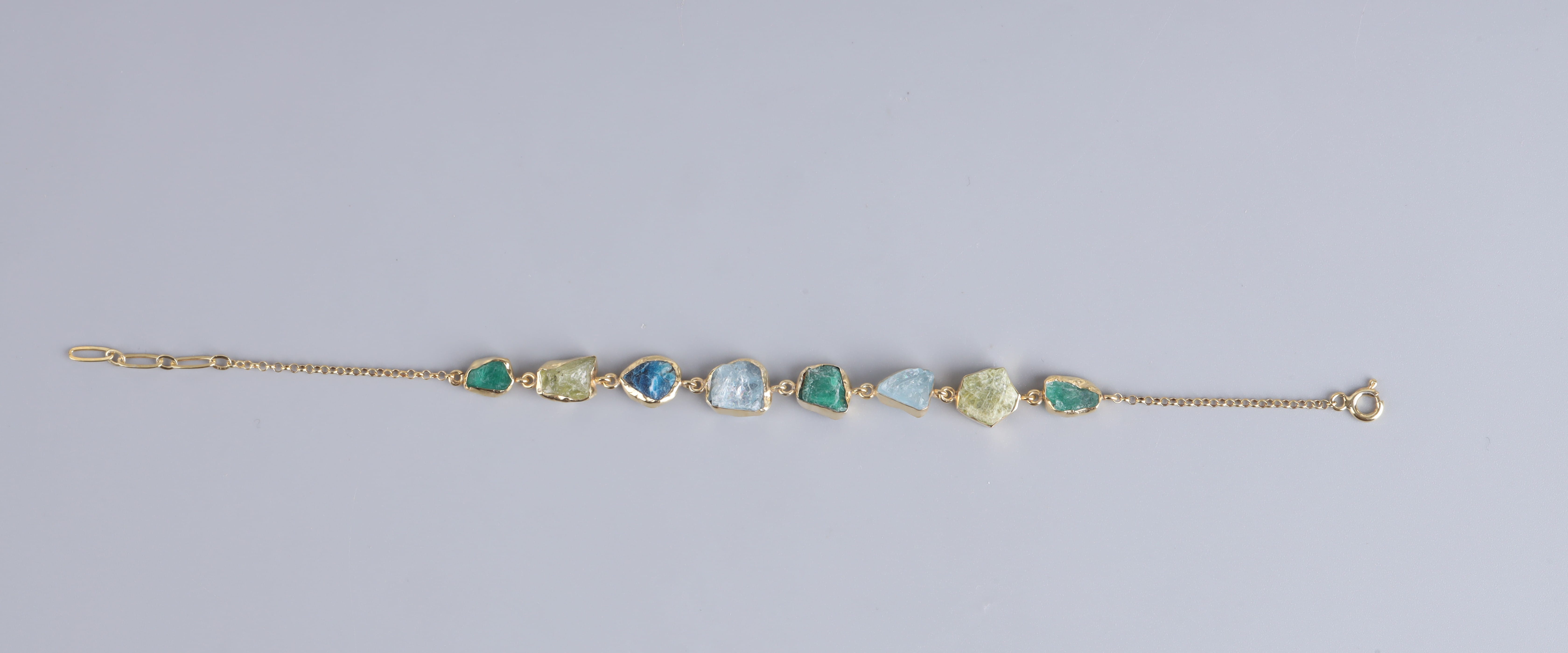 Afghan Gemstone Gold Washed Silver Bracelet