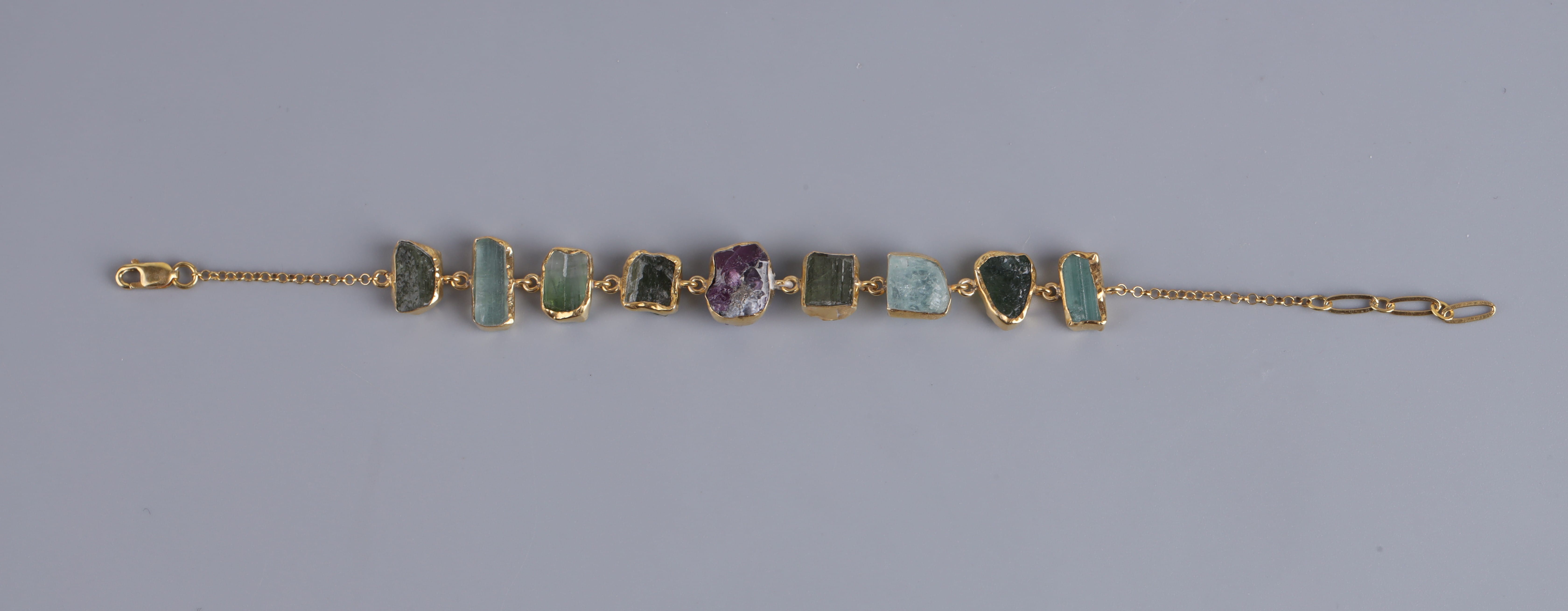 Afghan Gemstone Gold Washed Bracelet